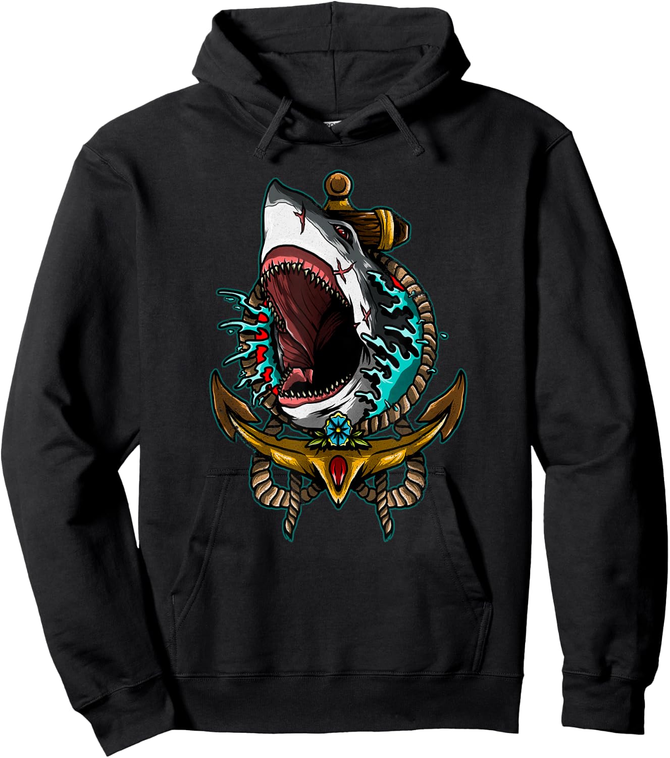 Shark Attack Heavy Death Metal Shark Gothic Occult Lover Hoodie - Hoodie | Black