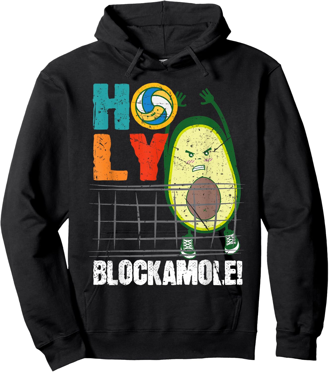 Holy Blockamole Funny Volleyball Block Avocado Design Hoodie - Hoodie | Black