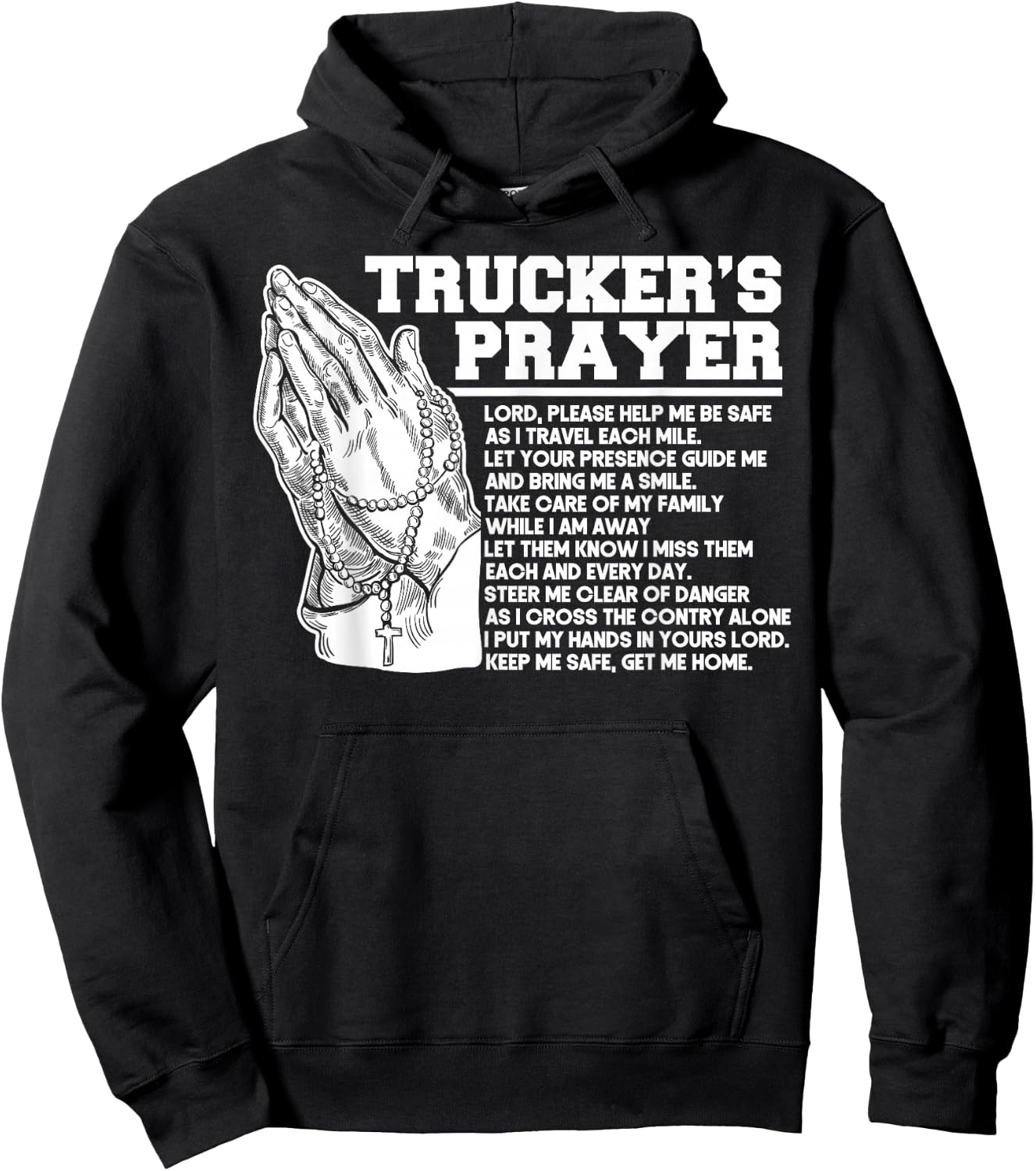 Trucker Truck Driver Trucker's Prayer God Faith Jesus Hoodie - Hoodie | Black
