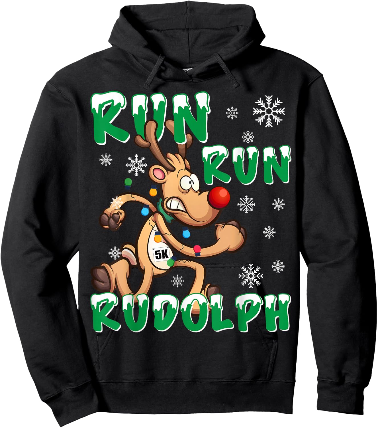Christmas 5K Co Christmas 5K Run Rudolph Holiday Team Running Outfit Hoodie - Hoodie | Black