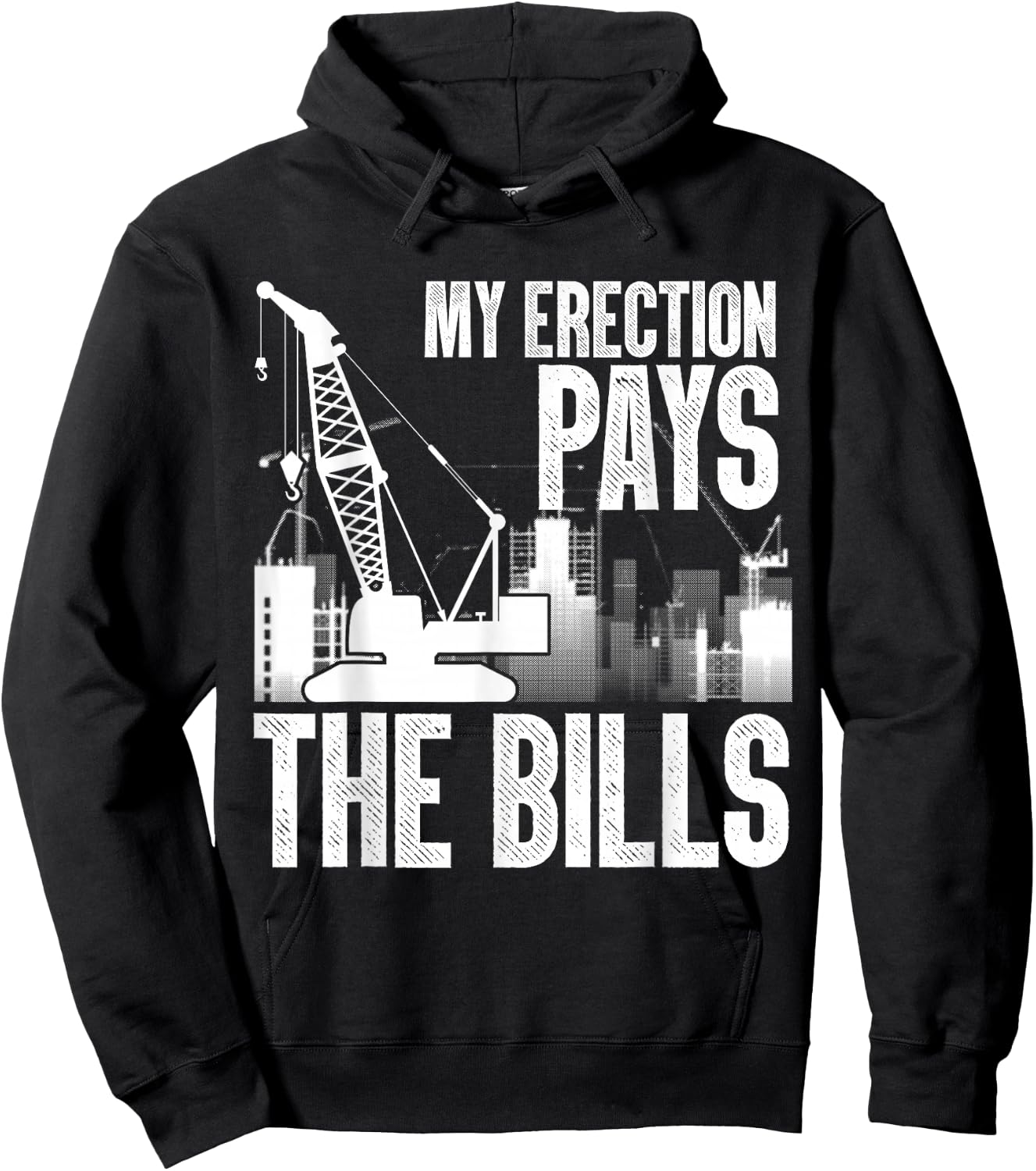 Funny Crane Operator Art Men Dad Construction Crawler Crane Hoodie - Hoodie | Black