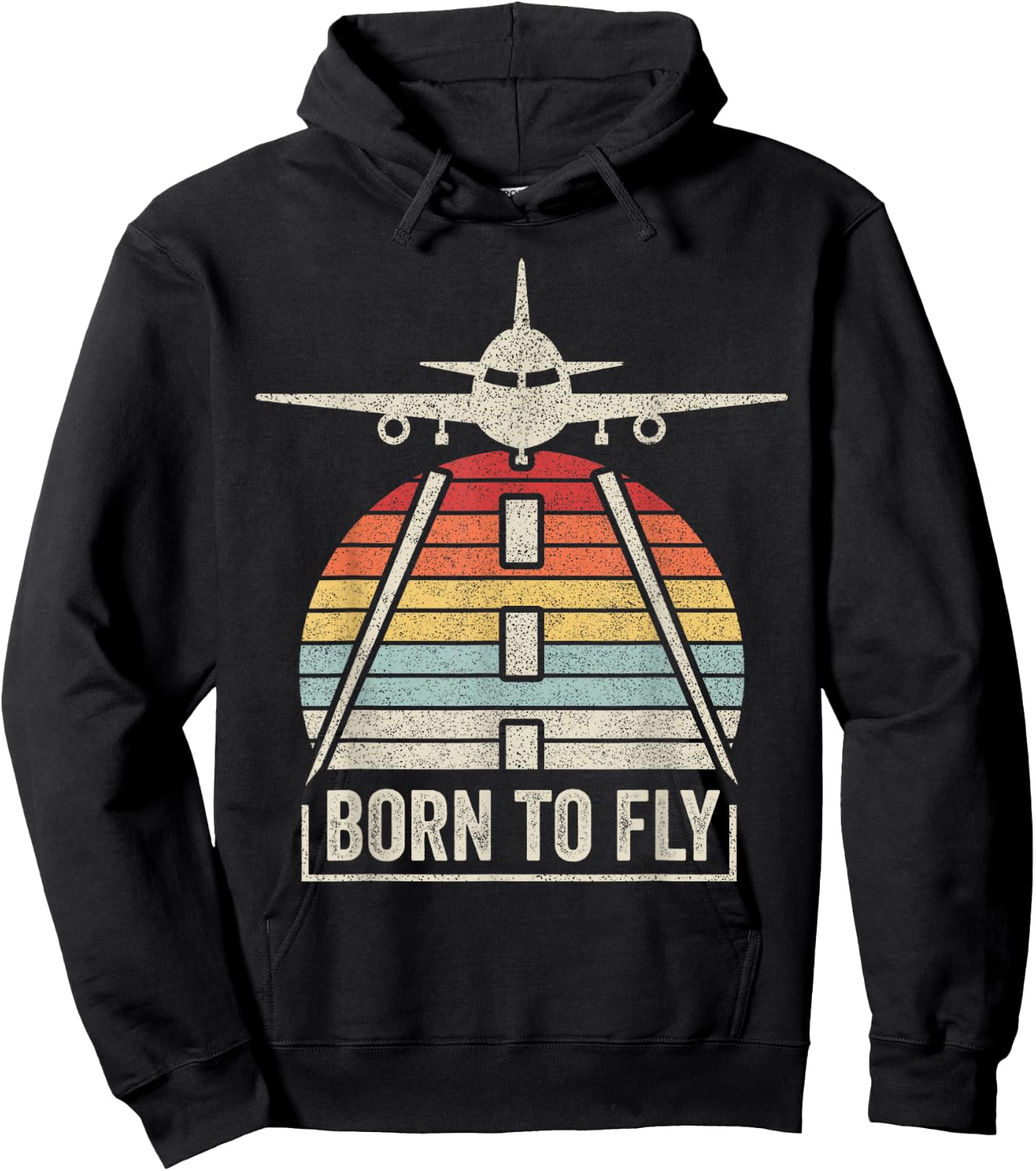 Vintage Retro Born To Fly Aviation Pilot Flying Airplane Hoodie - Hoodie | Black