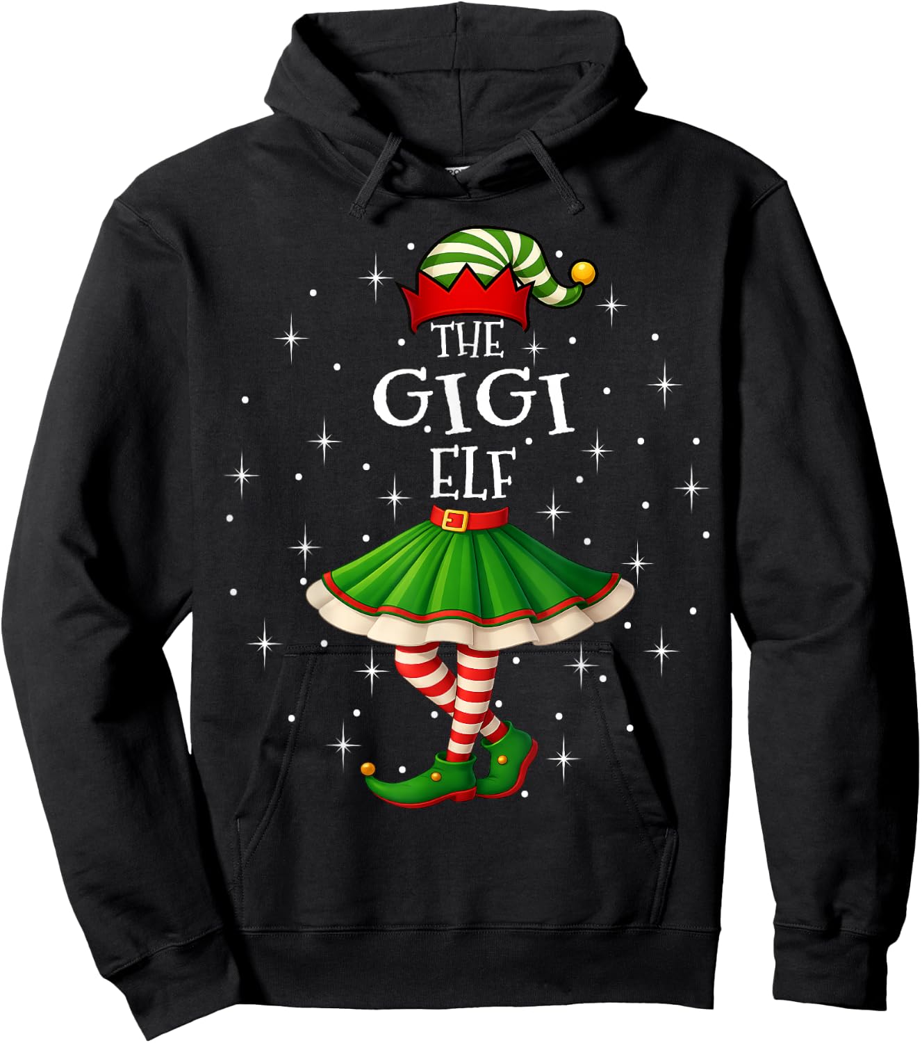 Gigi Elf Christmas Family Matching Women Girls Xmas Party Hoodie - Hoodie | Black