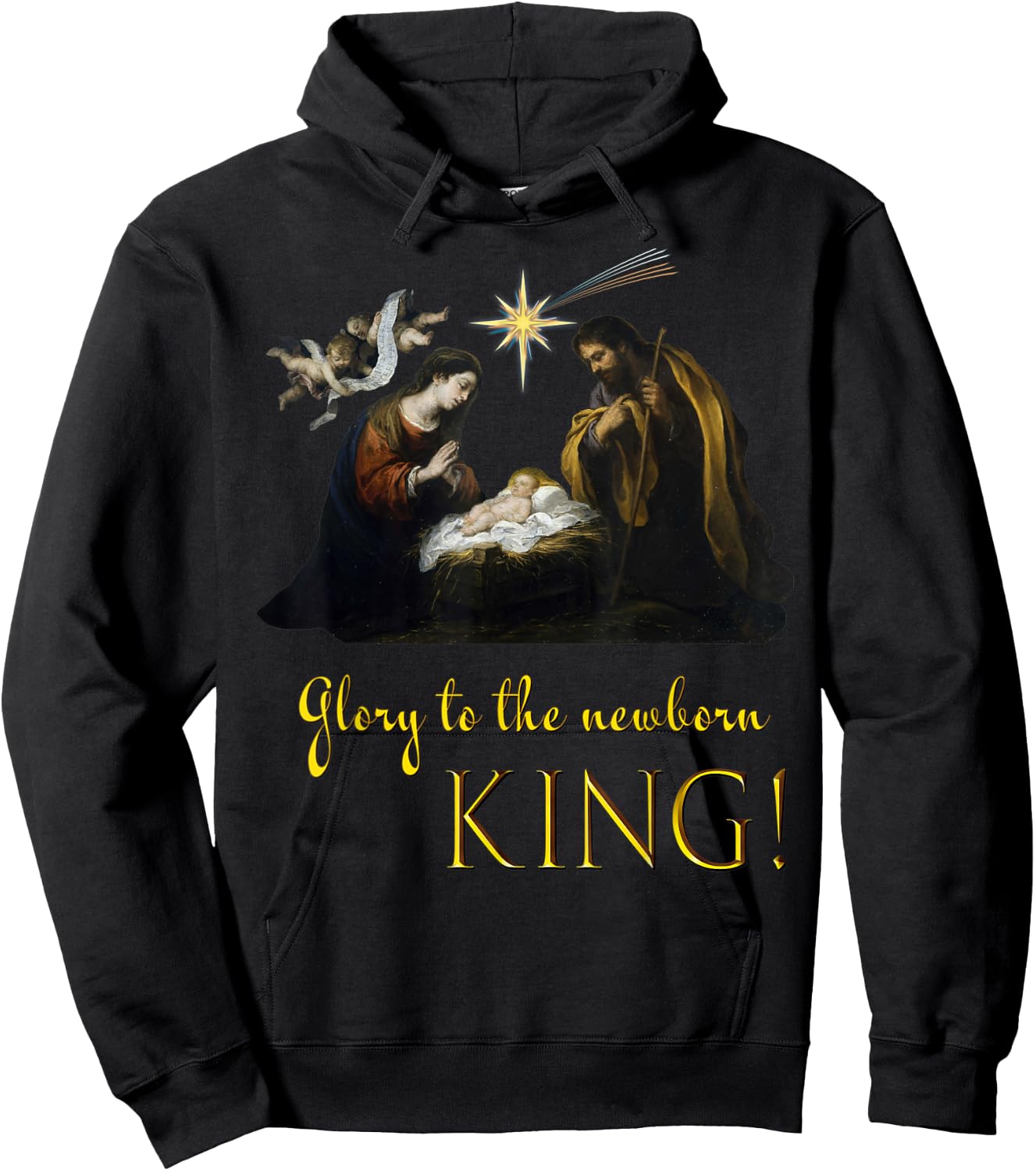 Christmas Religious Nativity Glory to the newborn King Hoodie - Hoodie | Black