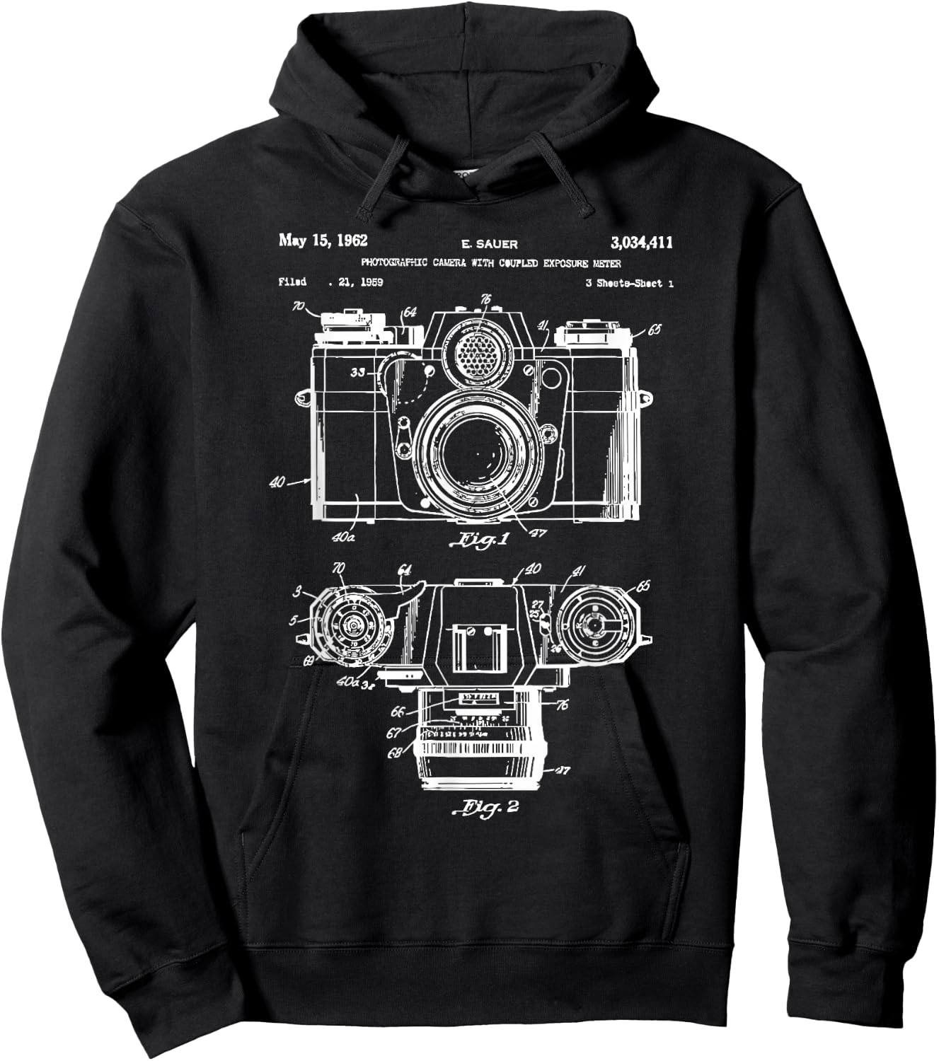 Photography Lover Gift Camera Vintage Patent Print Hoodie - Hoodie | Black