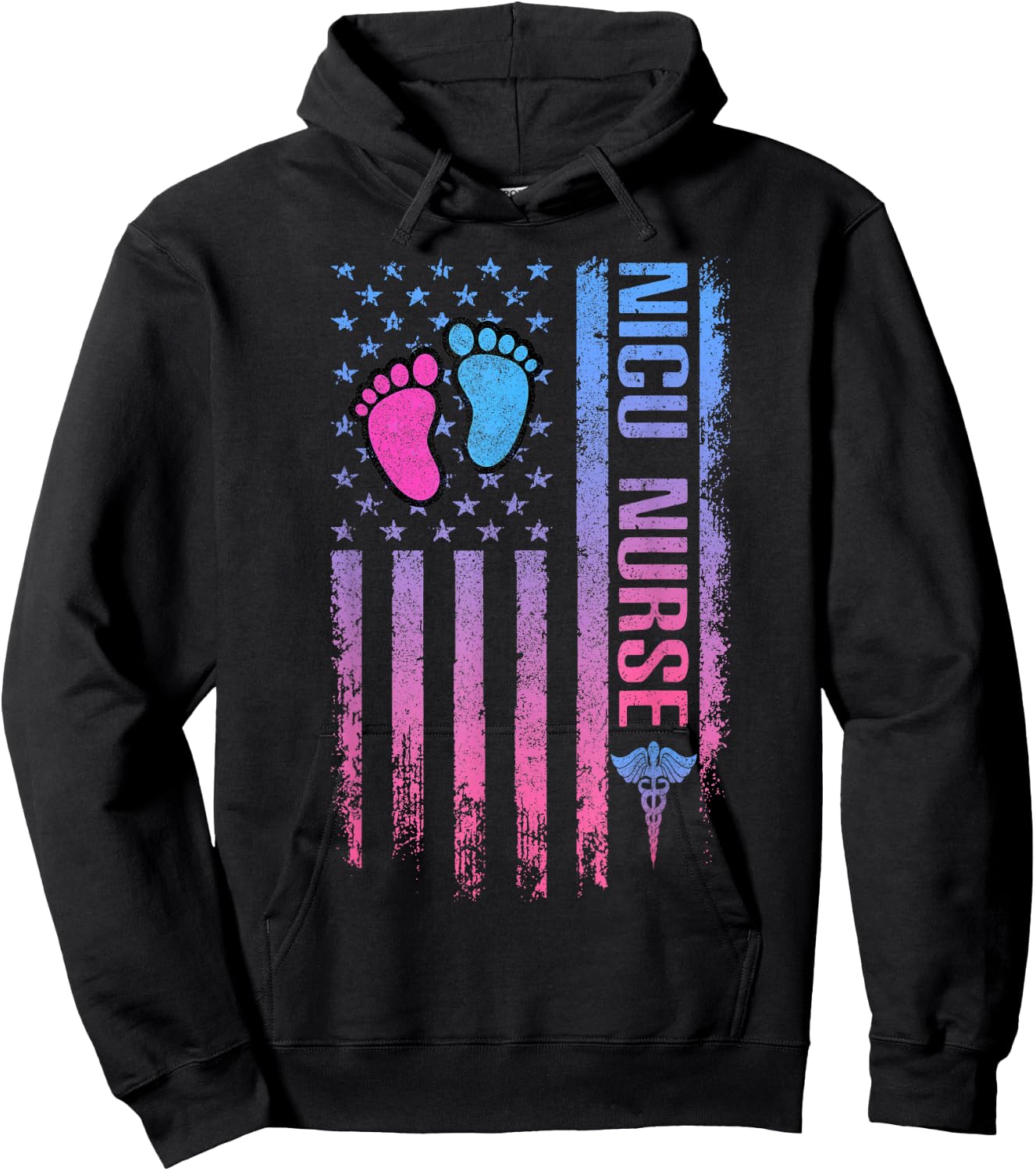 Cute American Flag - Patreotic NICU Nurse Hoodie - Hoodie | Black