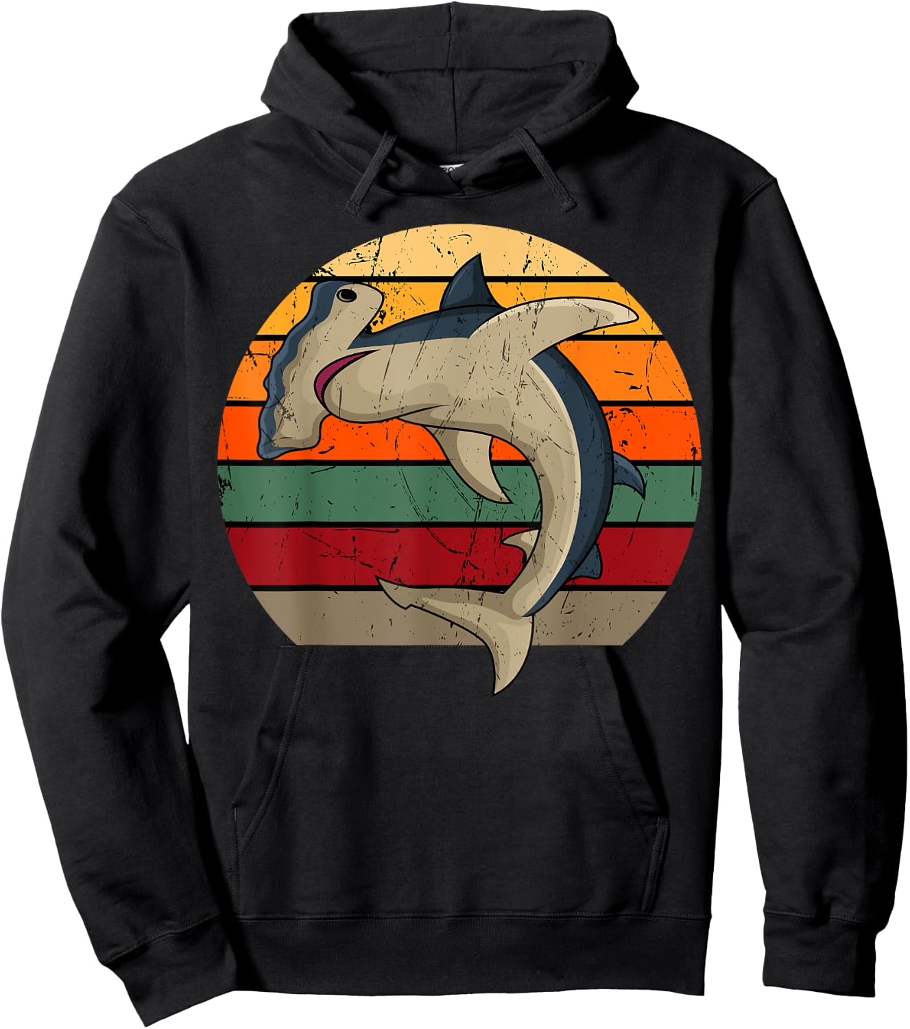 Retro Hammerhead Shark Hoodie - Hoodie | Black