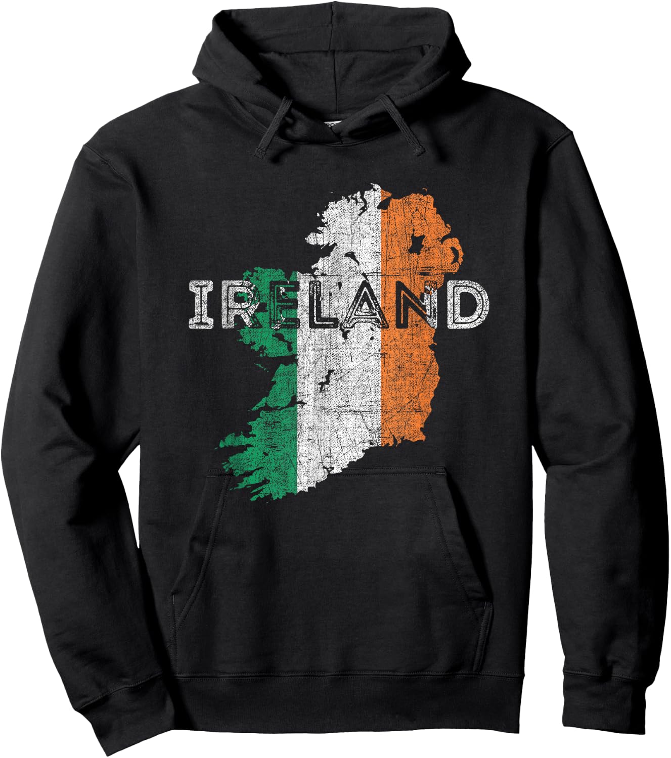 Irish Map and Flag Souvenir - Distressed Ireland Hoodie - Hoodie | Black
