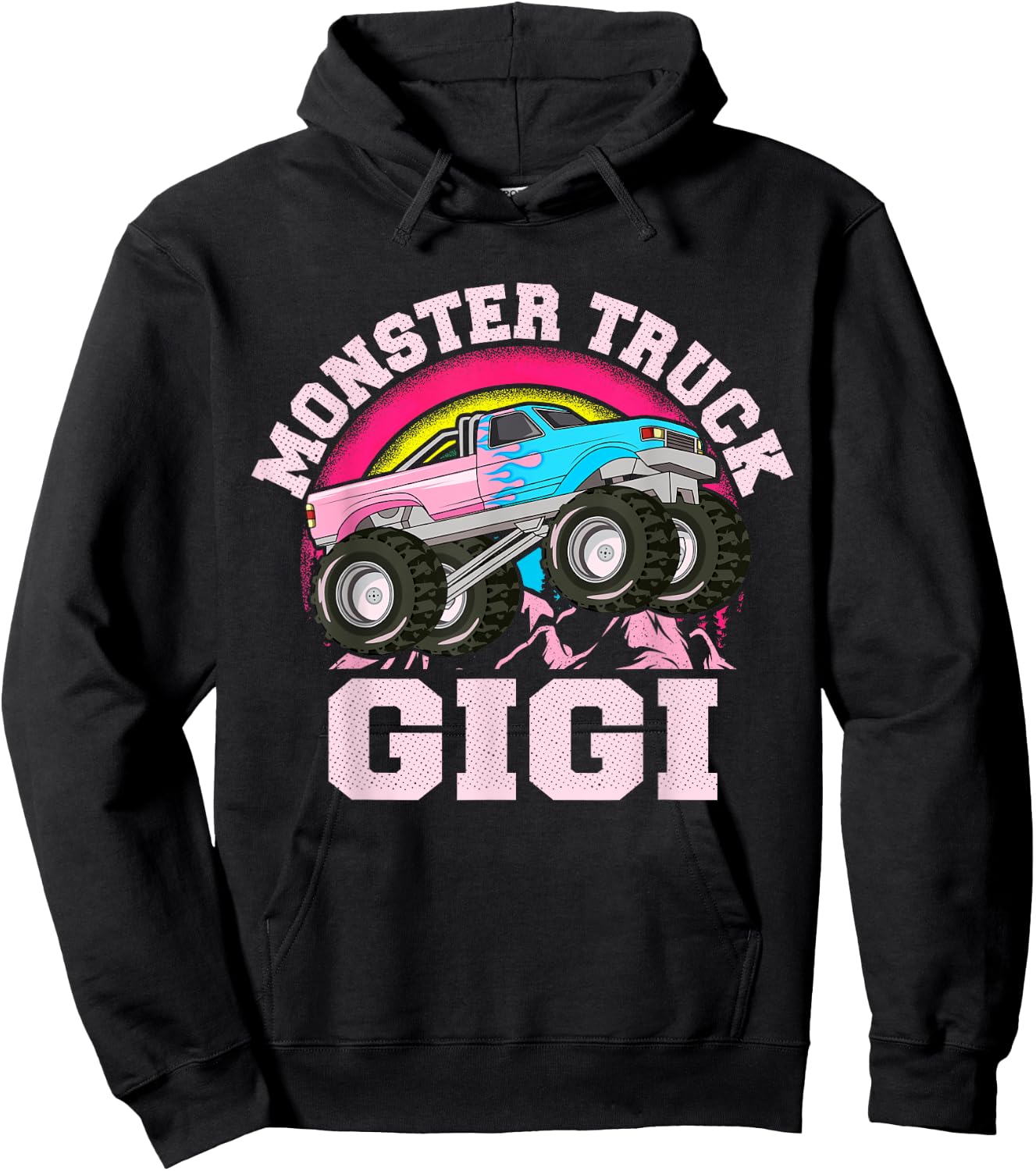 Monster Truck Gigi Matching Family Monster Truck Grandma Hoodie - Hoodie | Black