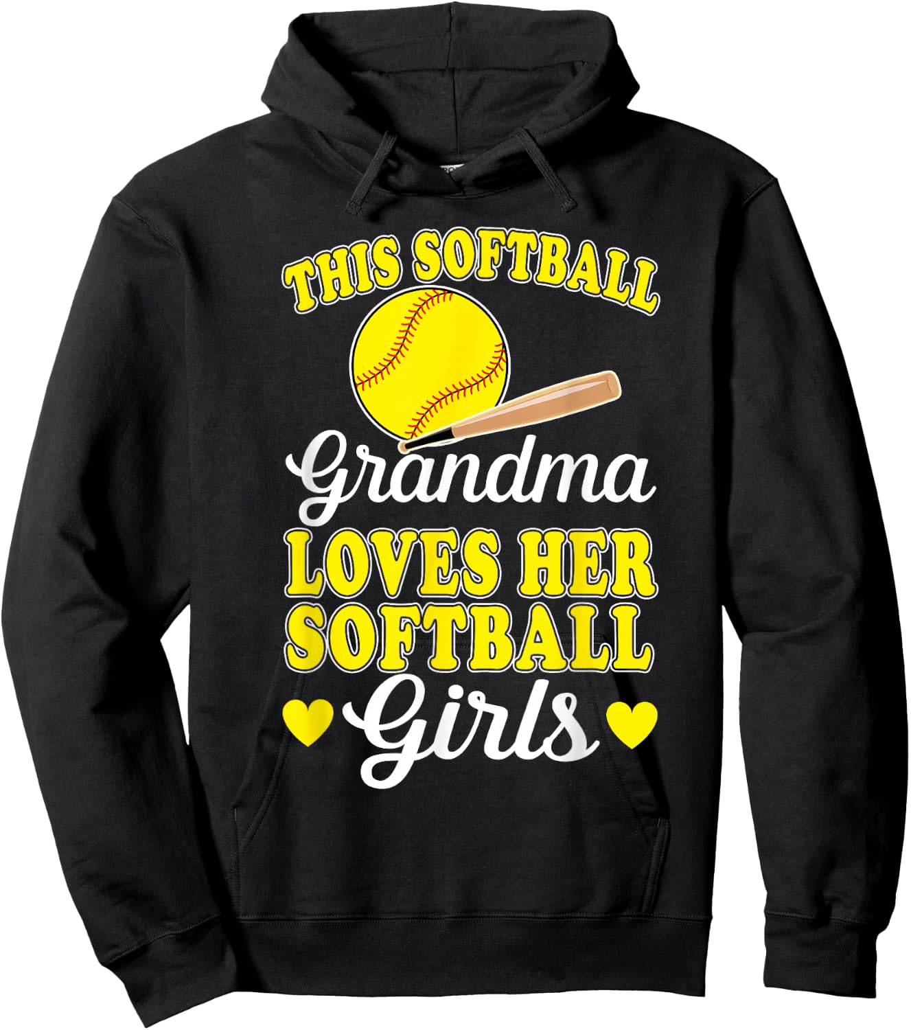 This Softball Grandma Loves Her Softball Girls Softball Hoodie - Hoodie | Black