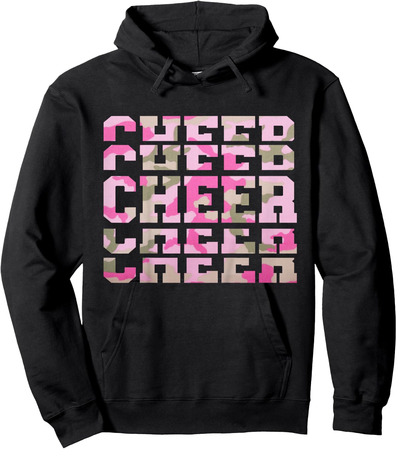 Kids Cute Camo Cheerleading for Cheerleader Squad Girl BFF Cheer Hoodie - Hoodie | Black