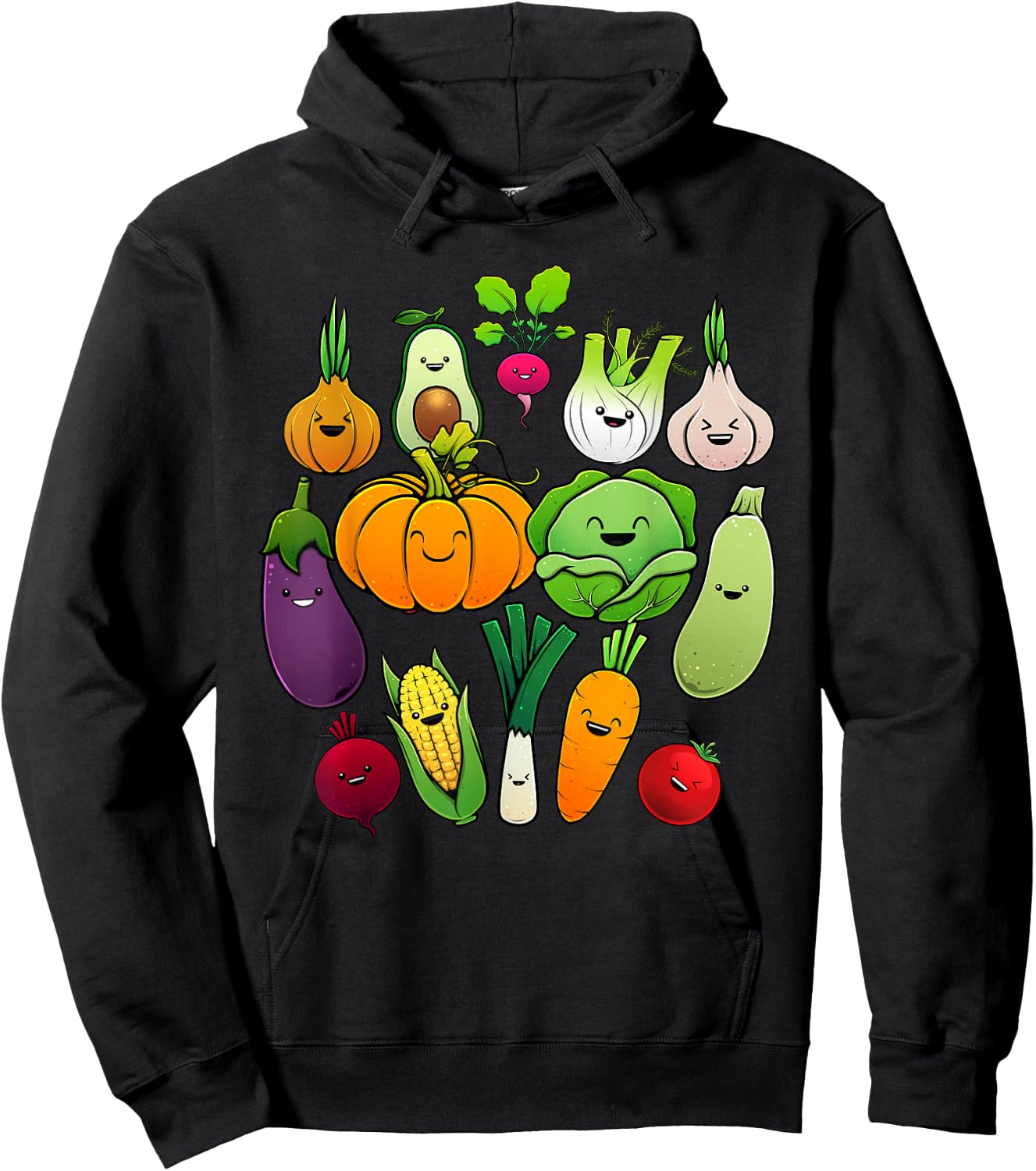 Cute Vegetable Art Men Women Healthy Veggie Vegan Gardening Hoodie - Hoodie | Black