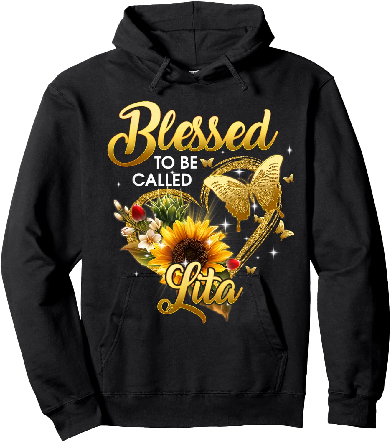 Blessed To Be Called Lita Grandma Sunflower Mothers Day 2022 Hoodie - Hoodie | Black