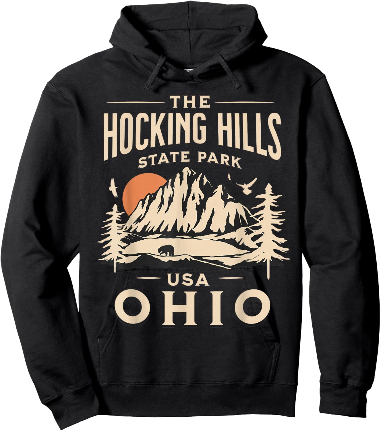 Hocking Hills Ohio Nature Hike Outdoors Vintage Hoodie - Hoodie | Black