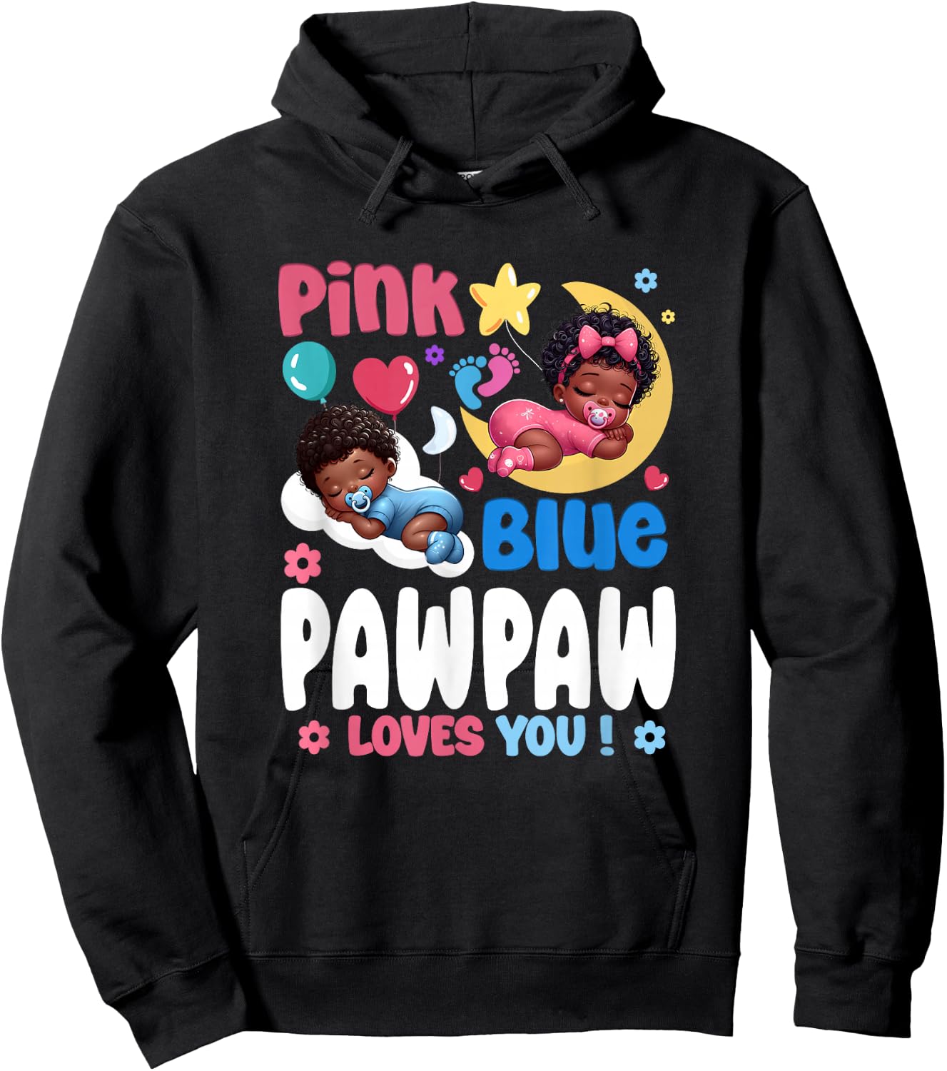 Pink Or Blue Pawpaw Loves You Baby Gender Reveal Party Hoodie - Hoodie | Black