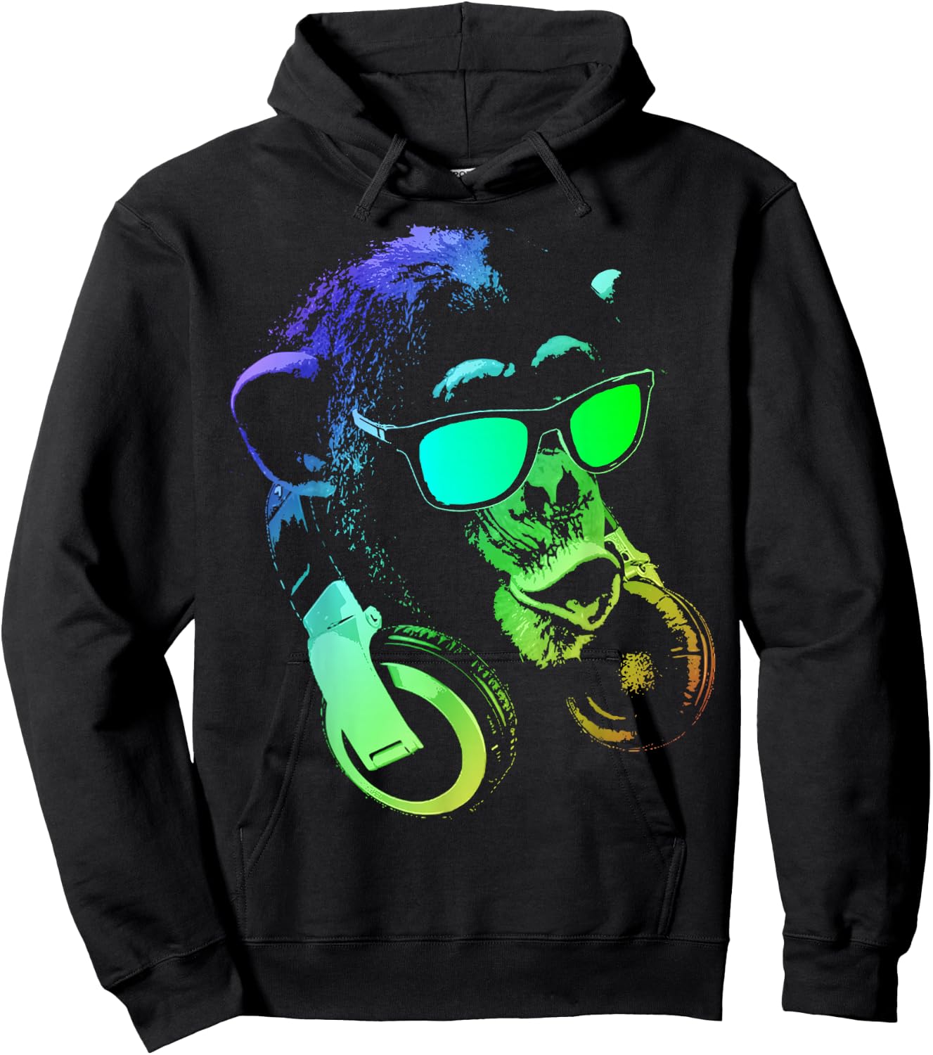 Monkey Chimp With Sunglasses And Headphones Hoodie - Hoodie | Black