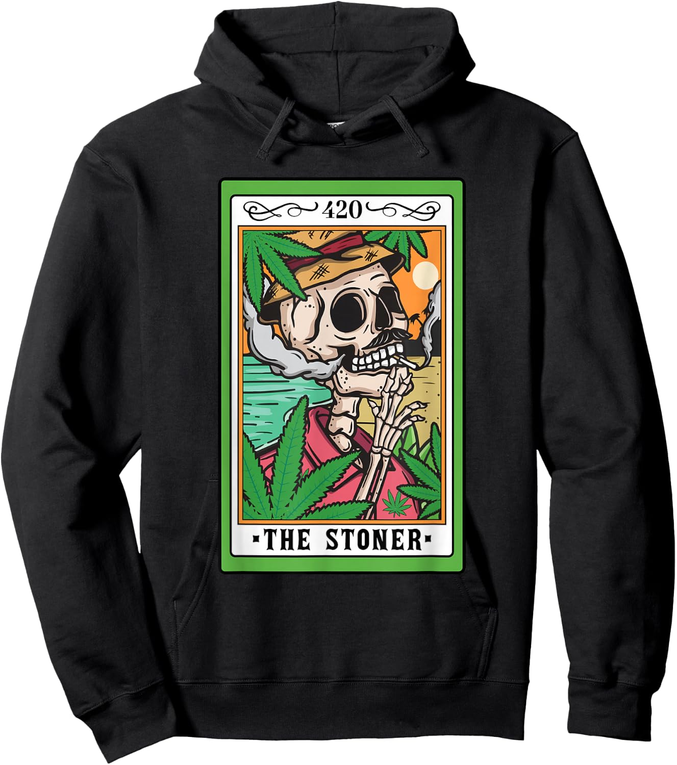 The Stoner Tarot Card Skeleton Cannabis Weed Lover Marijuana Hoodie - Hoodie | Black