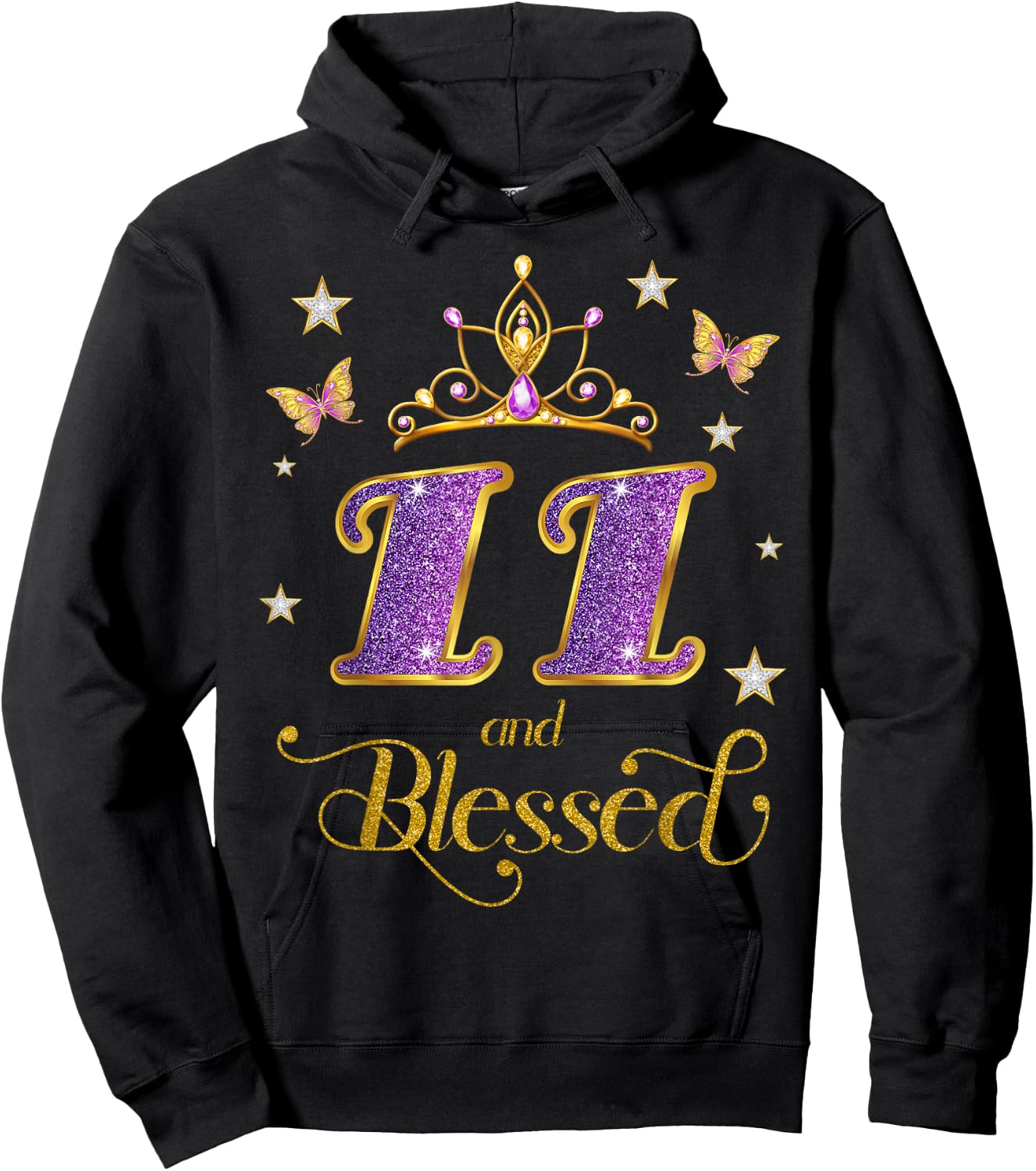 11 and Blessed 11 Years Old Birthday 11th Birthday Hoodie - Hoodie | Black