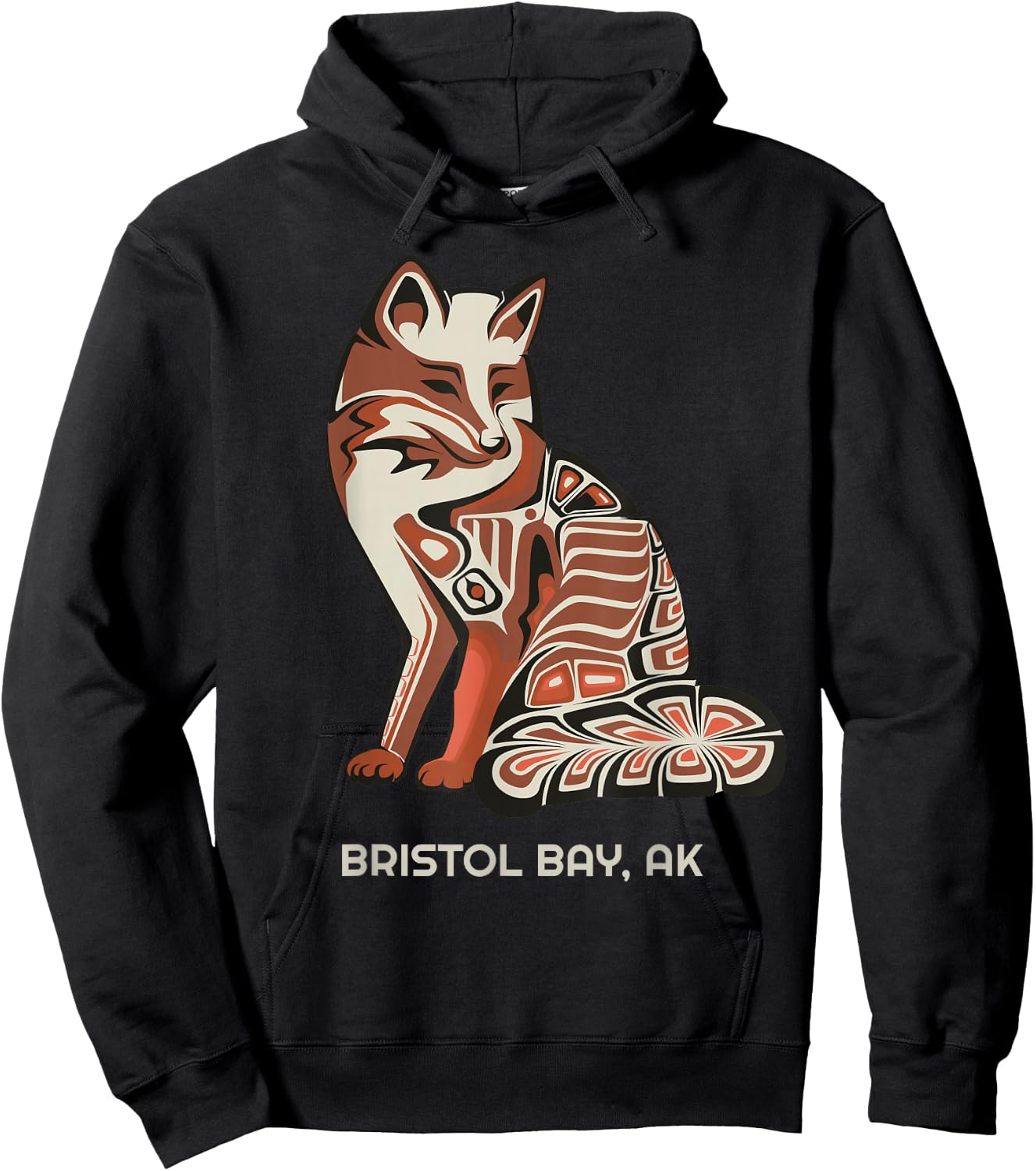 Tribal Fox Bristol Bay Alaska Native American Haida Style Hoodie - Hoodie | Black