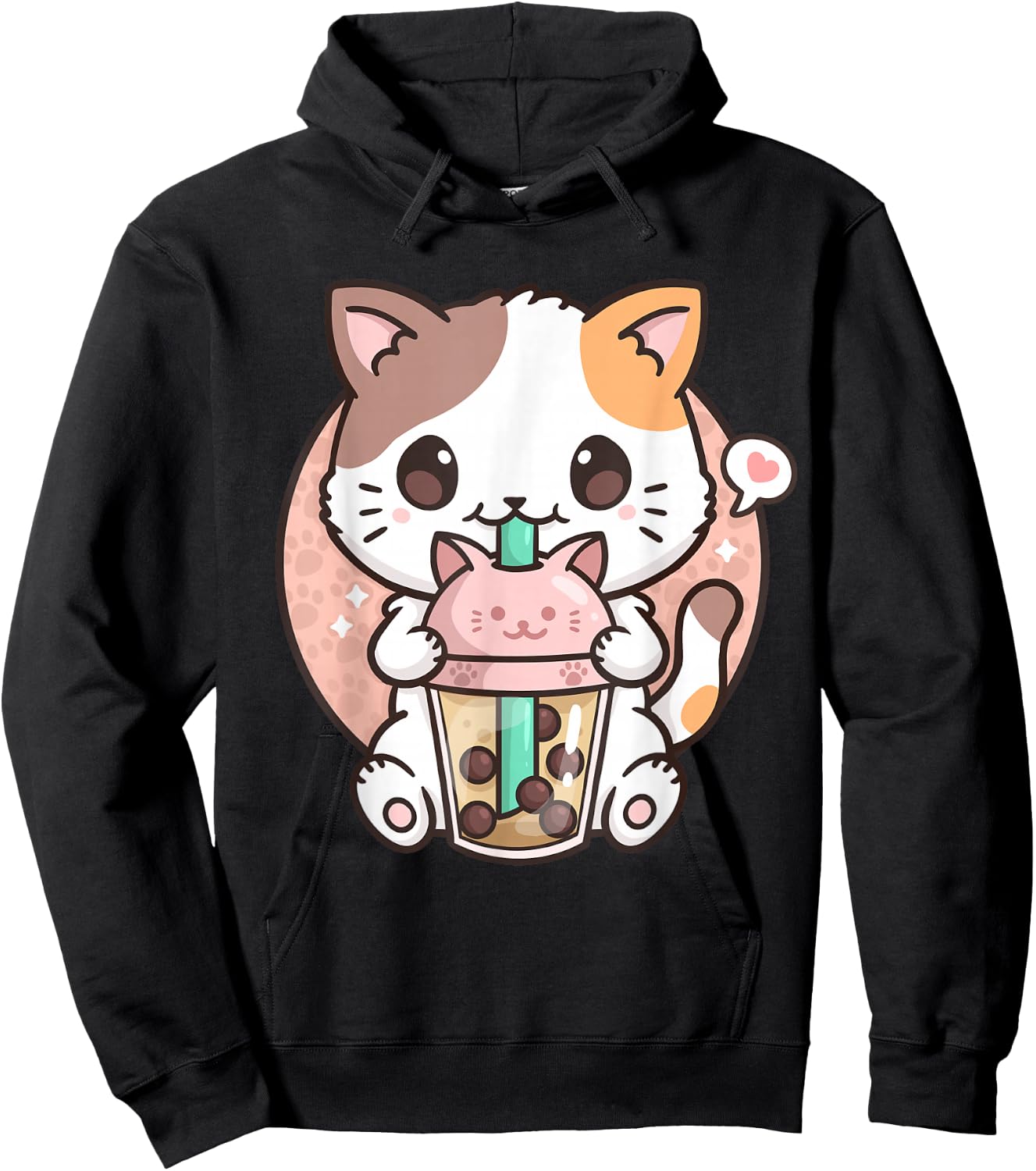 Boba Tea Cat Bubble Tea Cat Kawaii Anime Neko Hoodie - Hoodie | Black