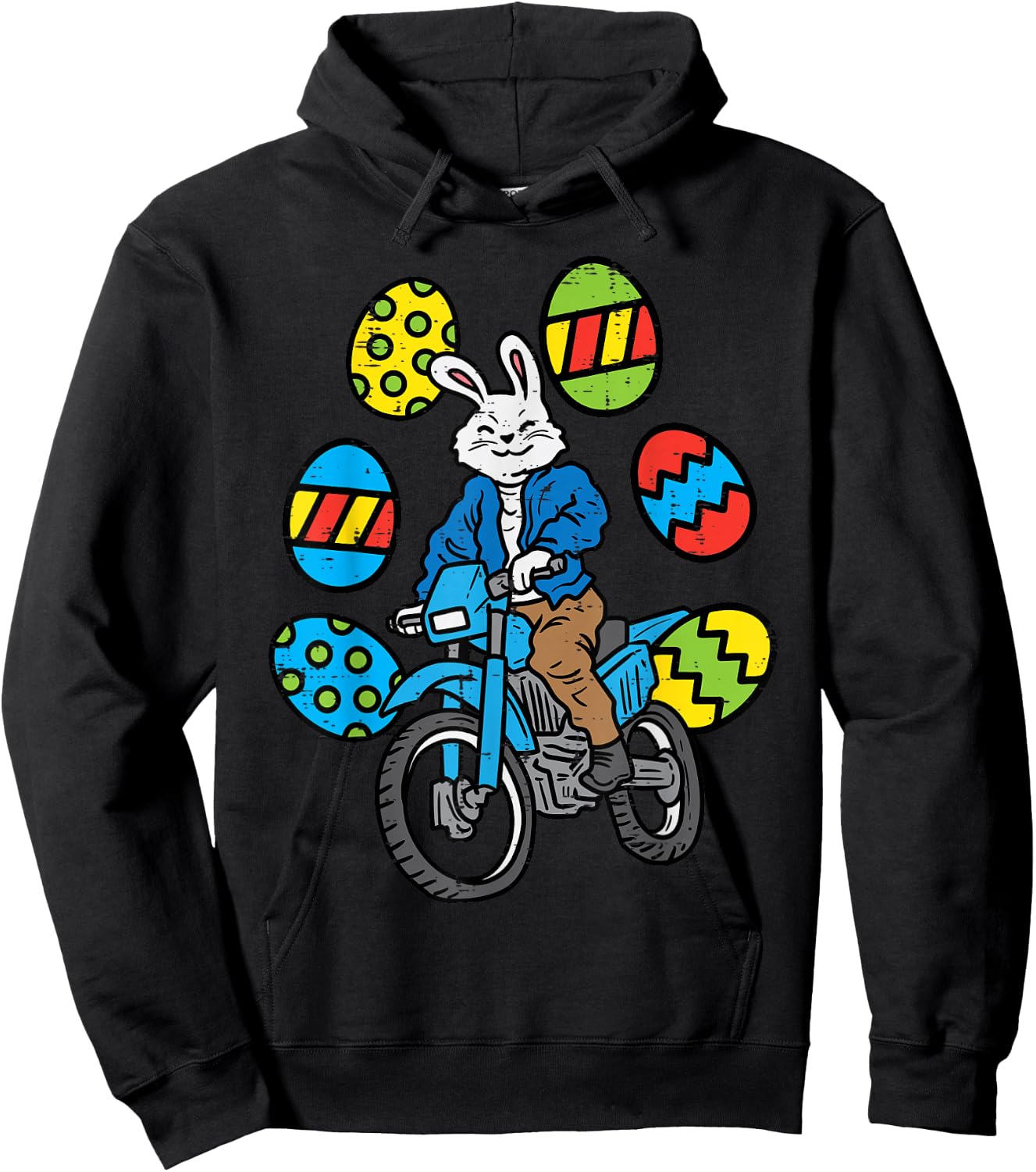 Easter Bunny Riding Dirt Bike Motocross Biker Men Women Kids Hoodie - Hoodie | Black