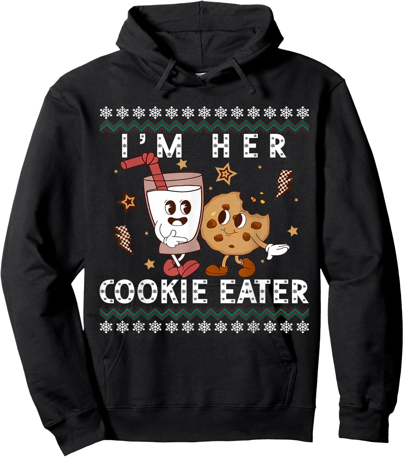 Cute Funny I'm Her Cookie Eater I'm His Milk Drinker Xmas Hoodie - Hoodie | Black