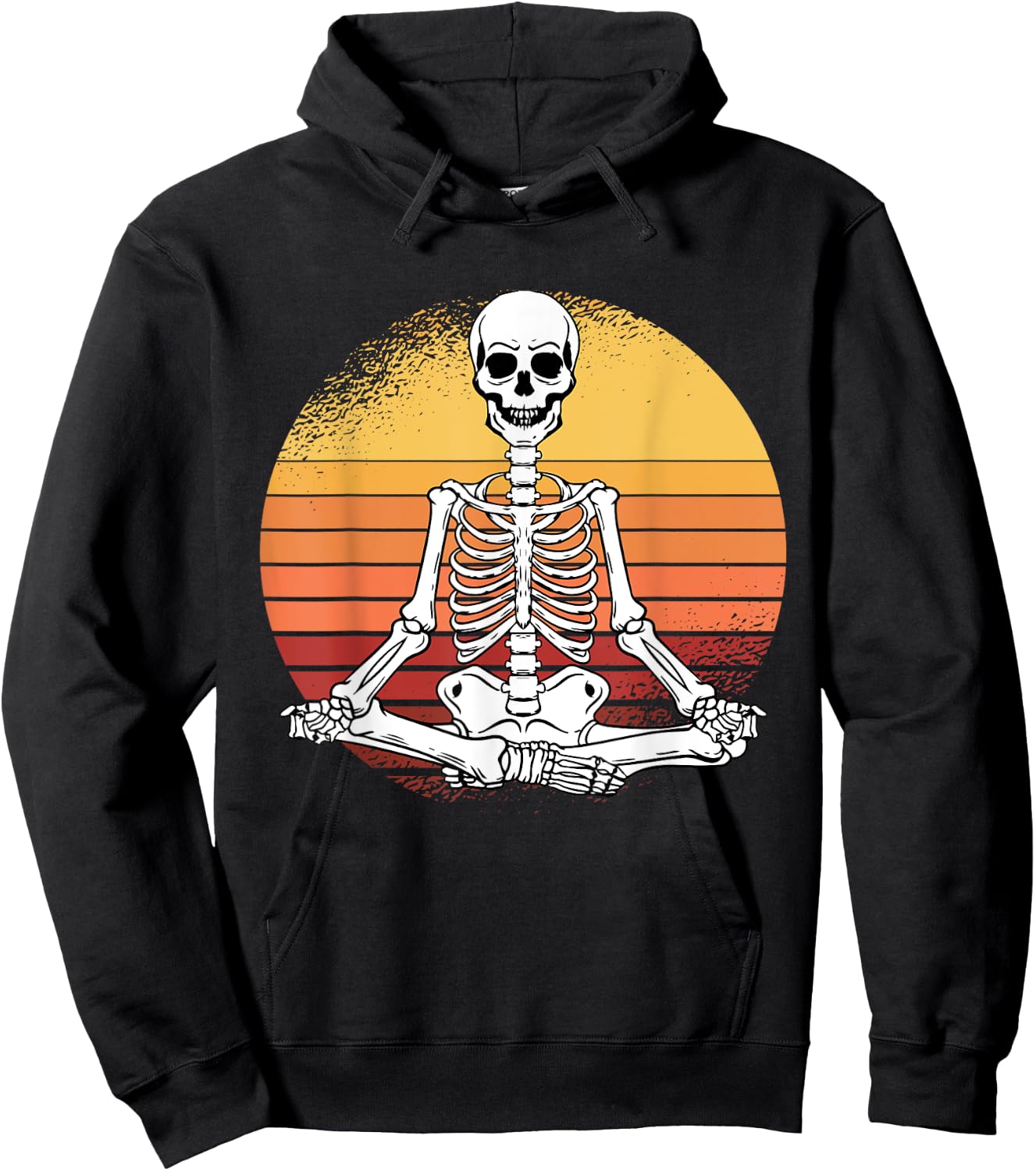 Skeleton Yoga Lazy Halloween Costume Retro Meditation Hoodie - Hoodie | Black
