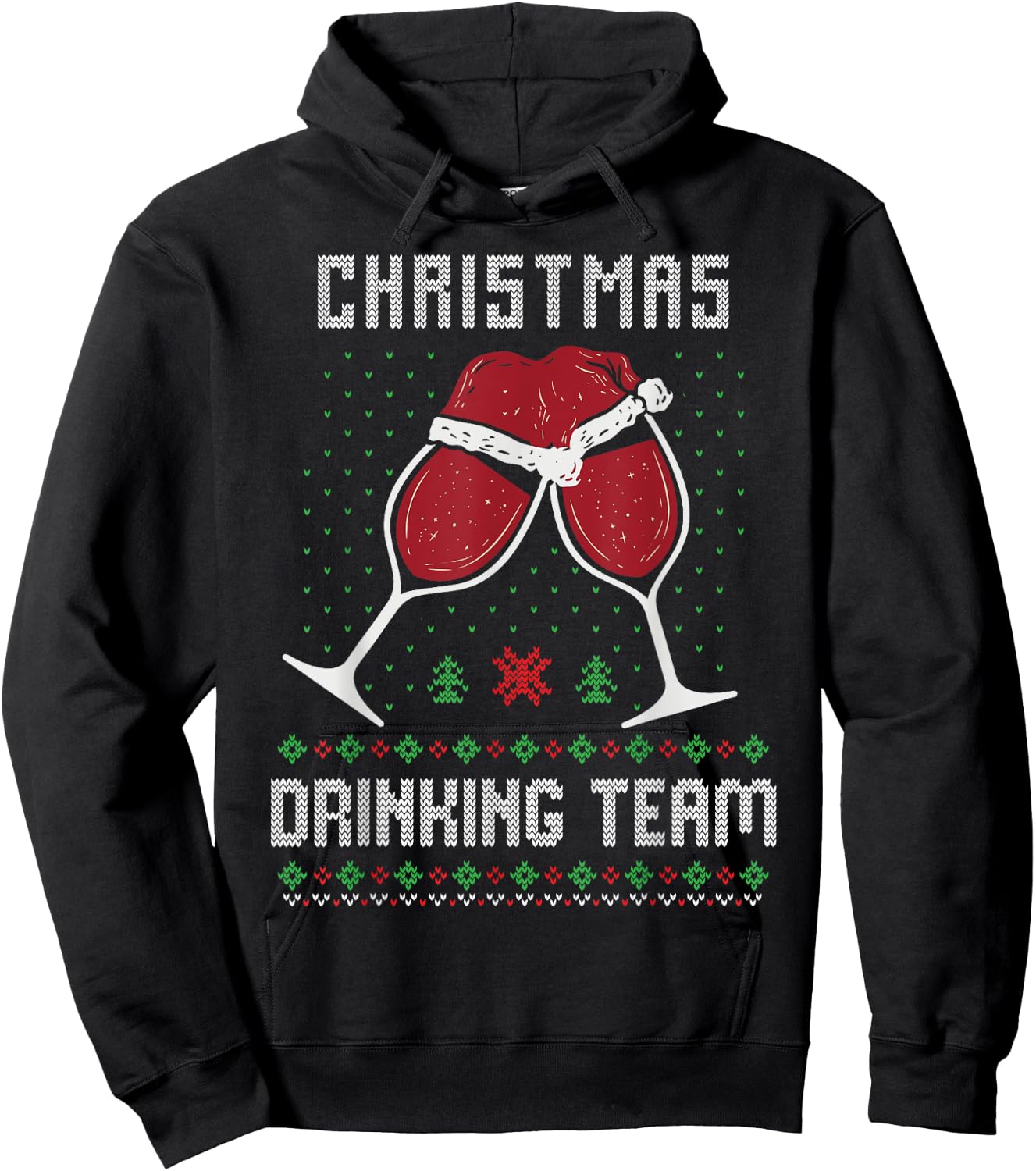 Ugly Christmas Sweater Alcohol Drink Beer Drinking Team Wine Hoodie - Hoodie | Black