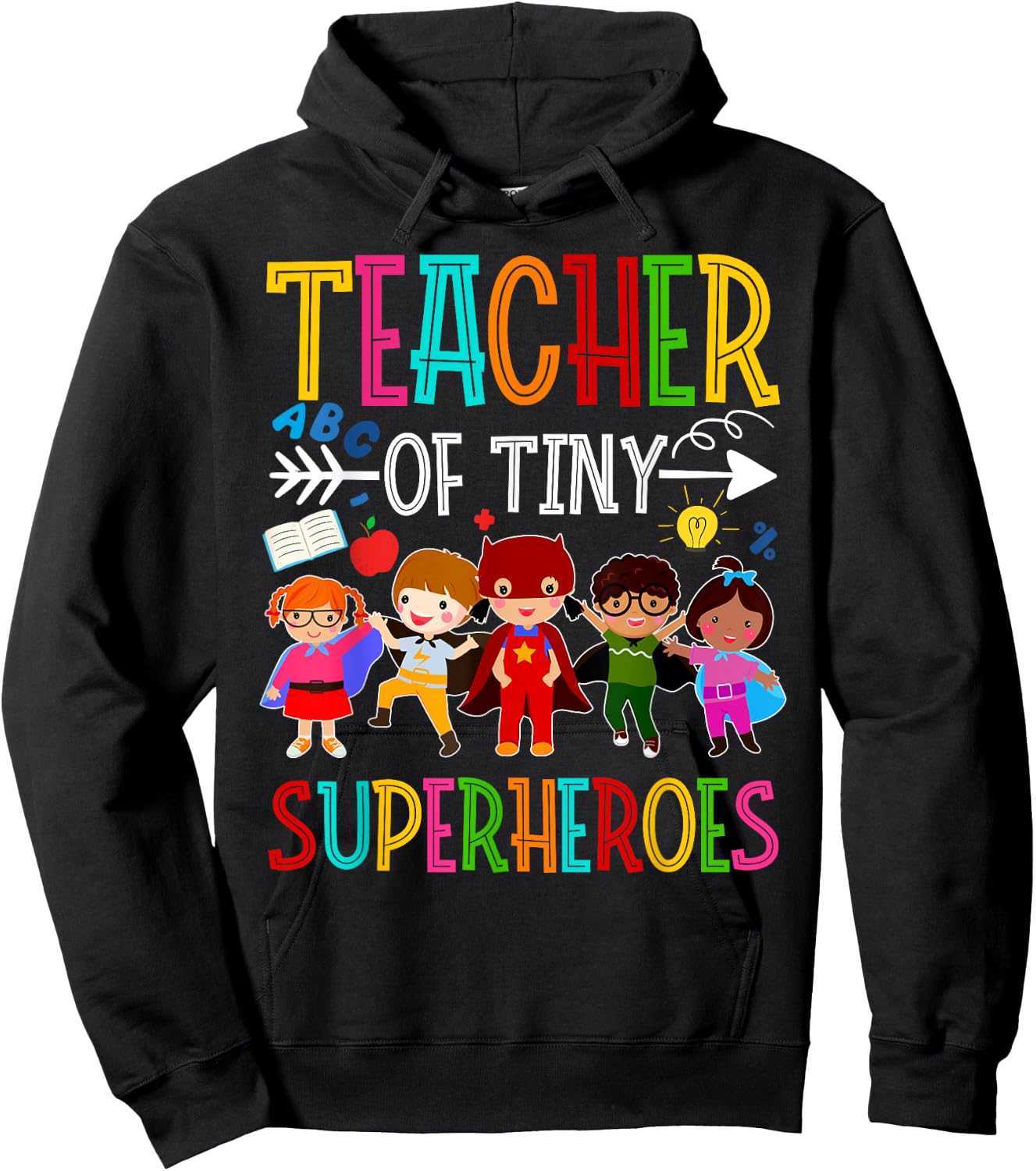 Kindergarten Prek Teacher of Tiny Superheroes Back to School Hoodie - Hoodie | Black
