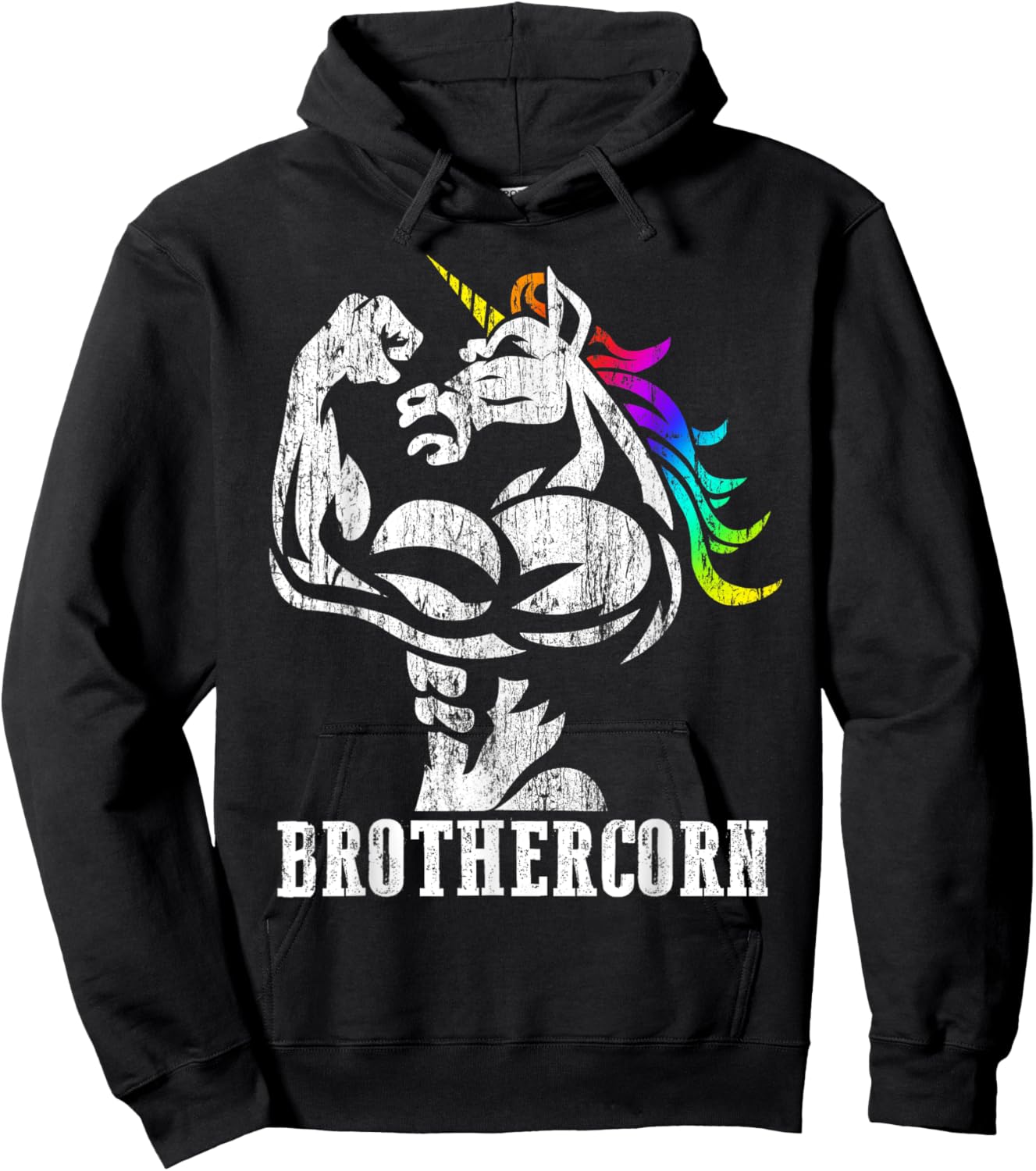Brothercorn Gift Brother of Unicorn Daughter Sister Birthday Hoodie - Hoodie | Black