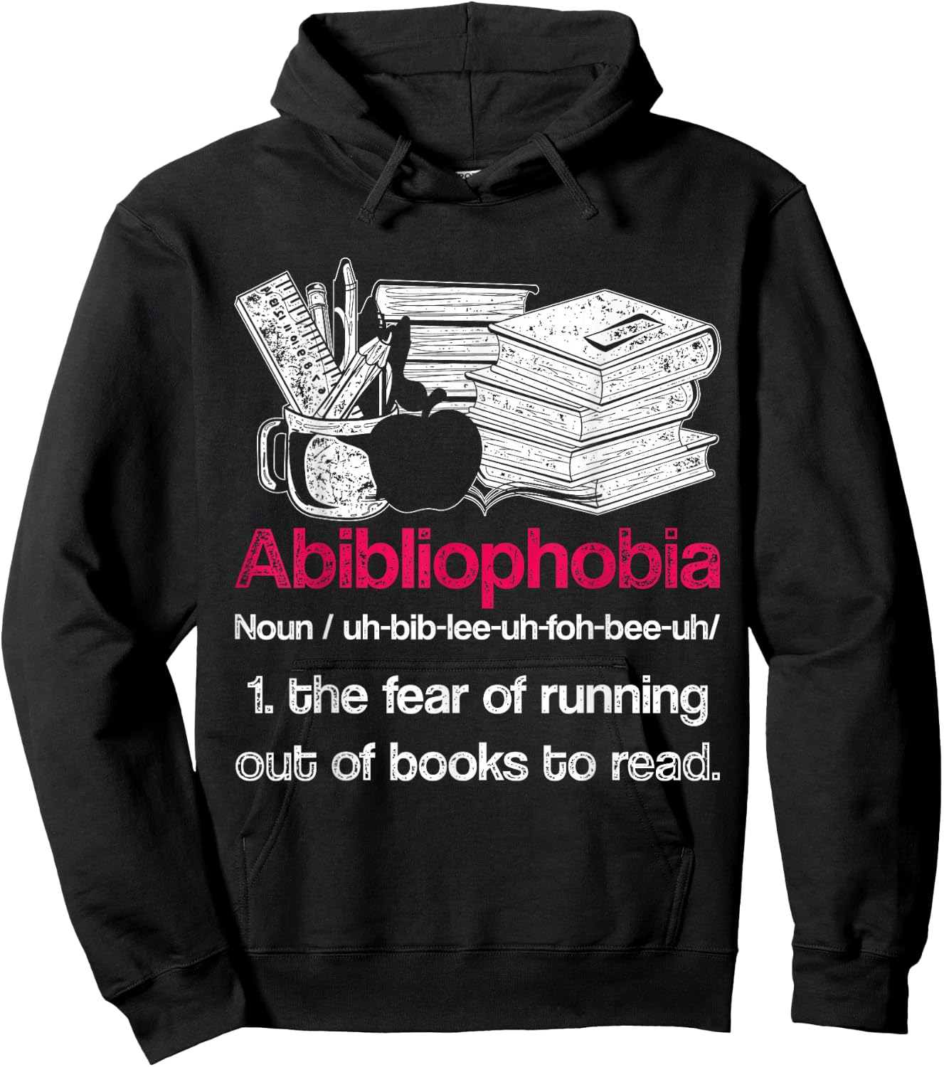 Funny Librarian Nerd Abibliophobia Bookworm Gift Reading Hoodie - Hoodie | Black