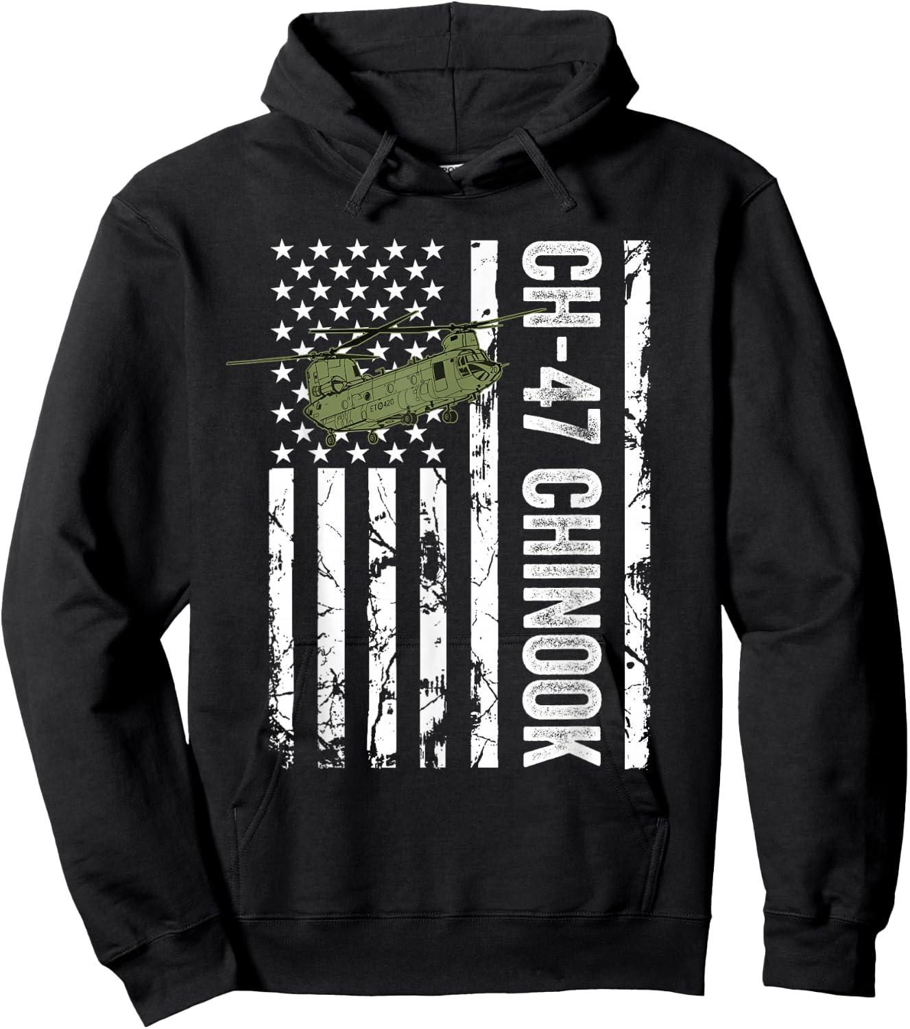 CH-47 Chinook Helicopter USA Flag Active Duty Retired Pilot Hoodie - Hoodie | Black