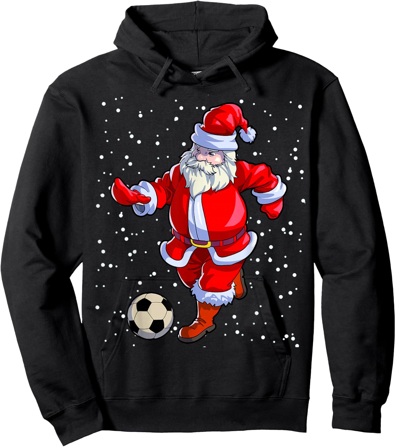Soccer Christmas Shirt Men Kids Boys Soccer Santa Claus Hoodie - Hoodie | Black