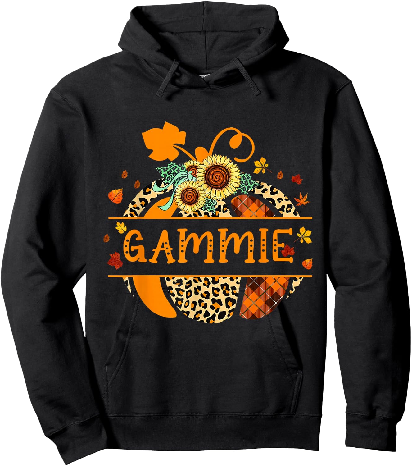 Thankful Grateful Gammie Pumpkin For Halloween, Thanksgiving Hoodie - Hoodie | Black