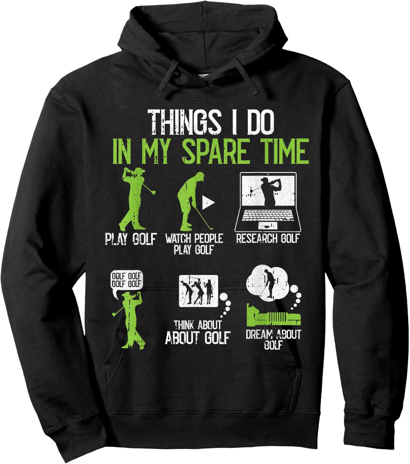 Things I Do In My Spare Time Golf Player Cool Golfing Golfer Hoodie - Hoodie | Black