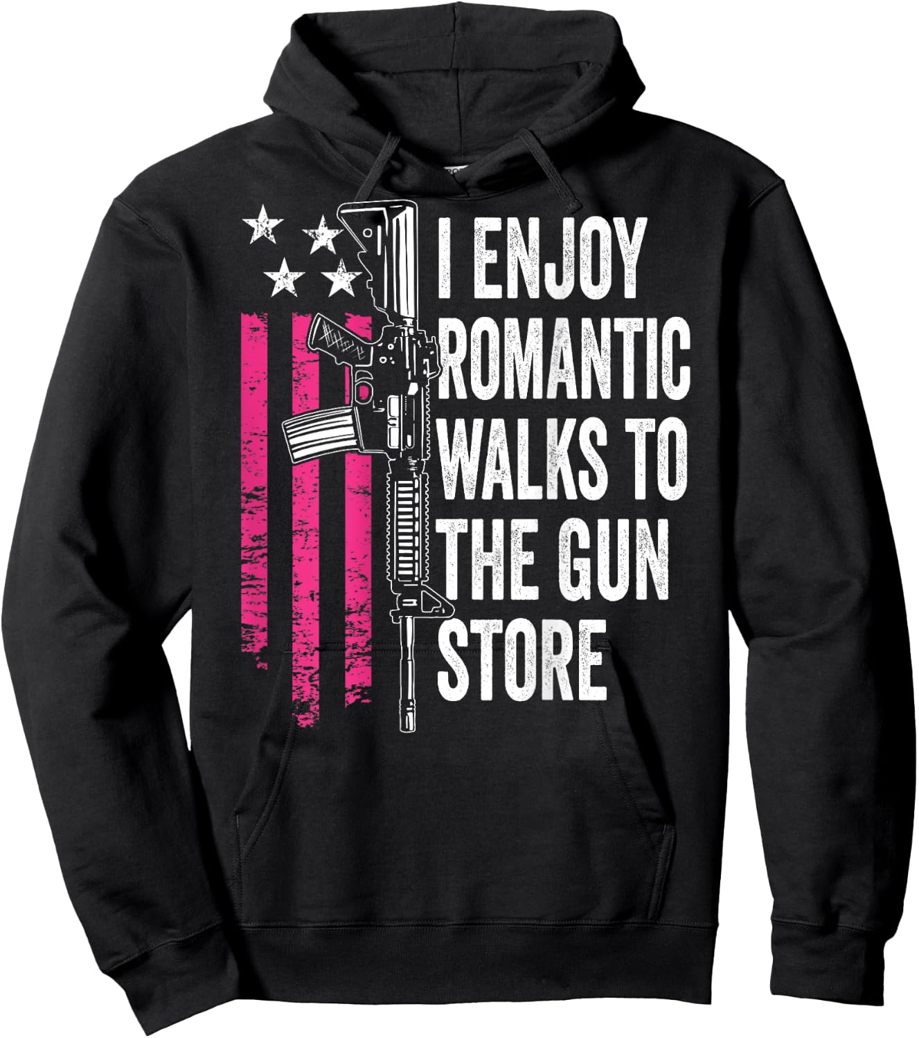 I Enjoy Romantic Walks To The Gun Store - Guns (BACK) Hoodie - Hoodie | Black