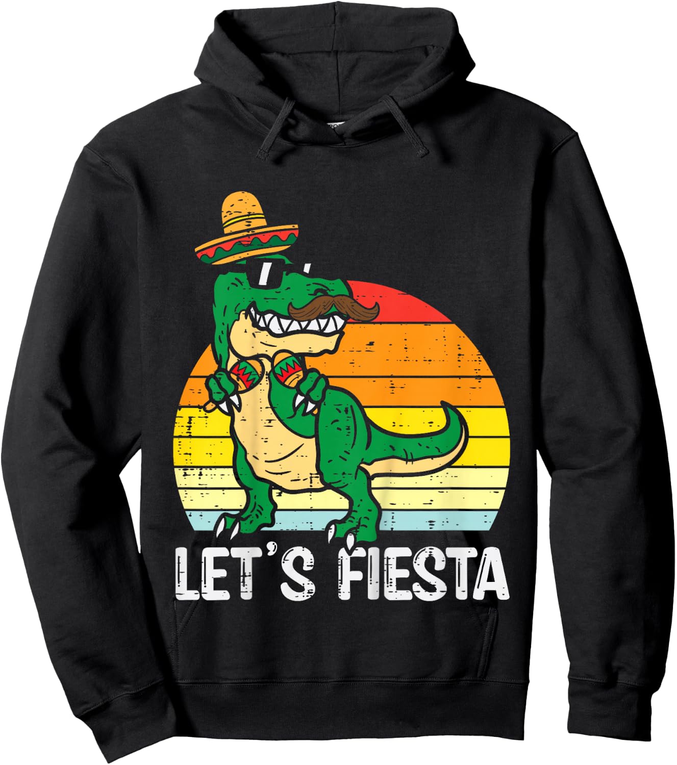 Let's Fiesta Mexican Dino Trex Cinco De Mayo Toddler Boys Hoodie - Hoodie | Black