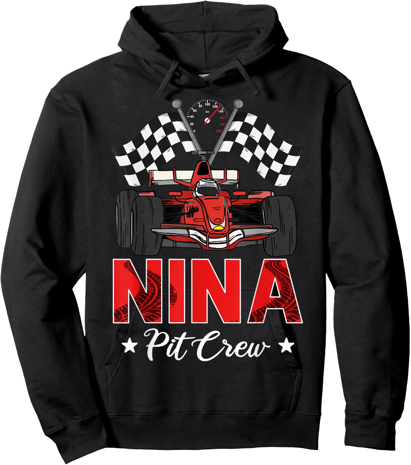 Nina Pit Crew Birthday Party Family Matching Party Hoodie - Hoodie | Black