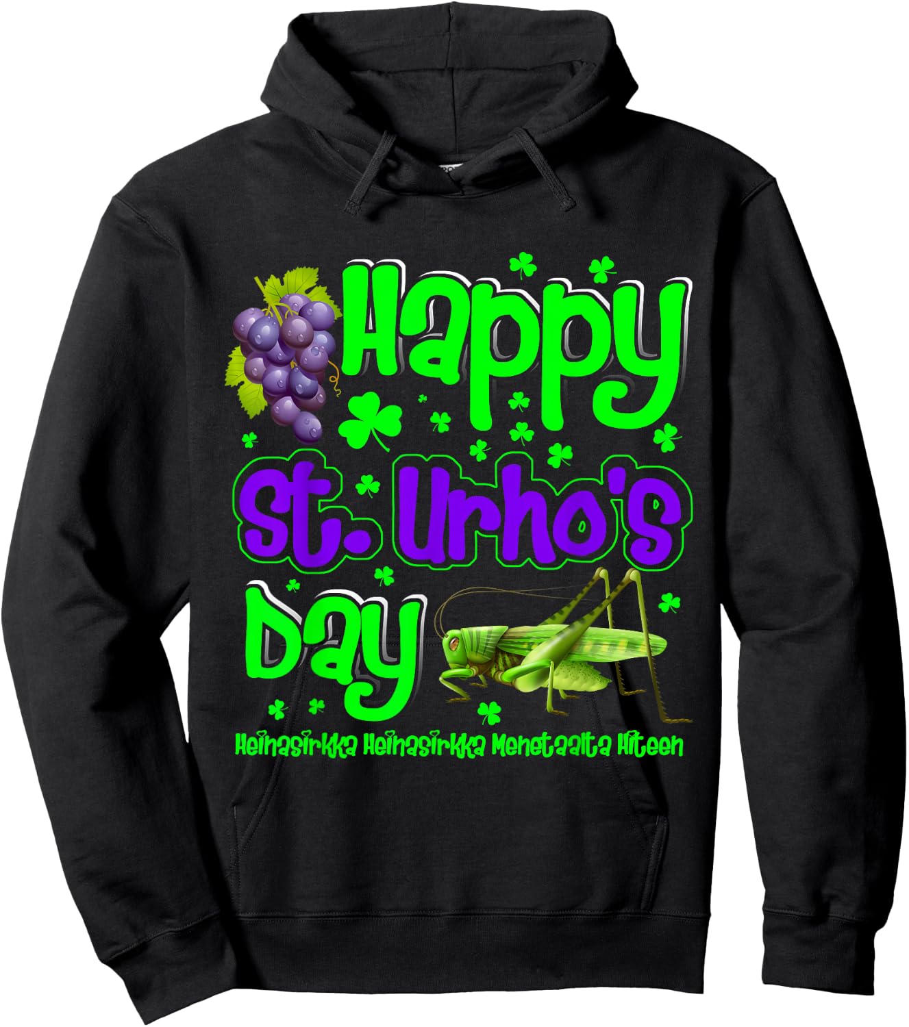Happy St Urho's Day T Shirt Funny Gift Hoodie - Hoodie | Black