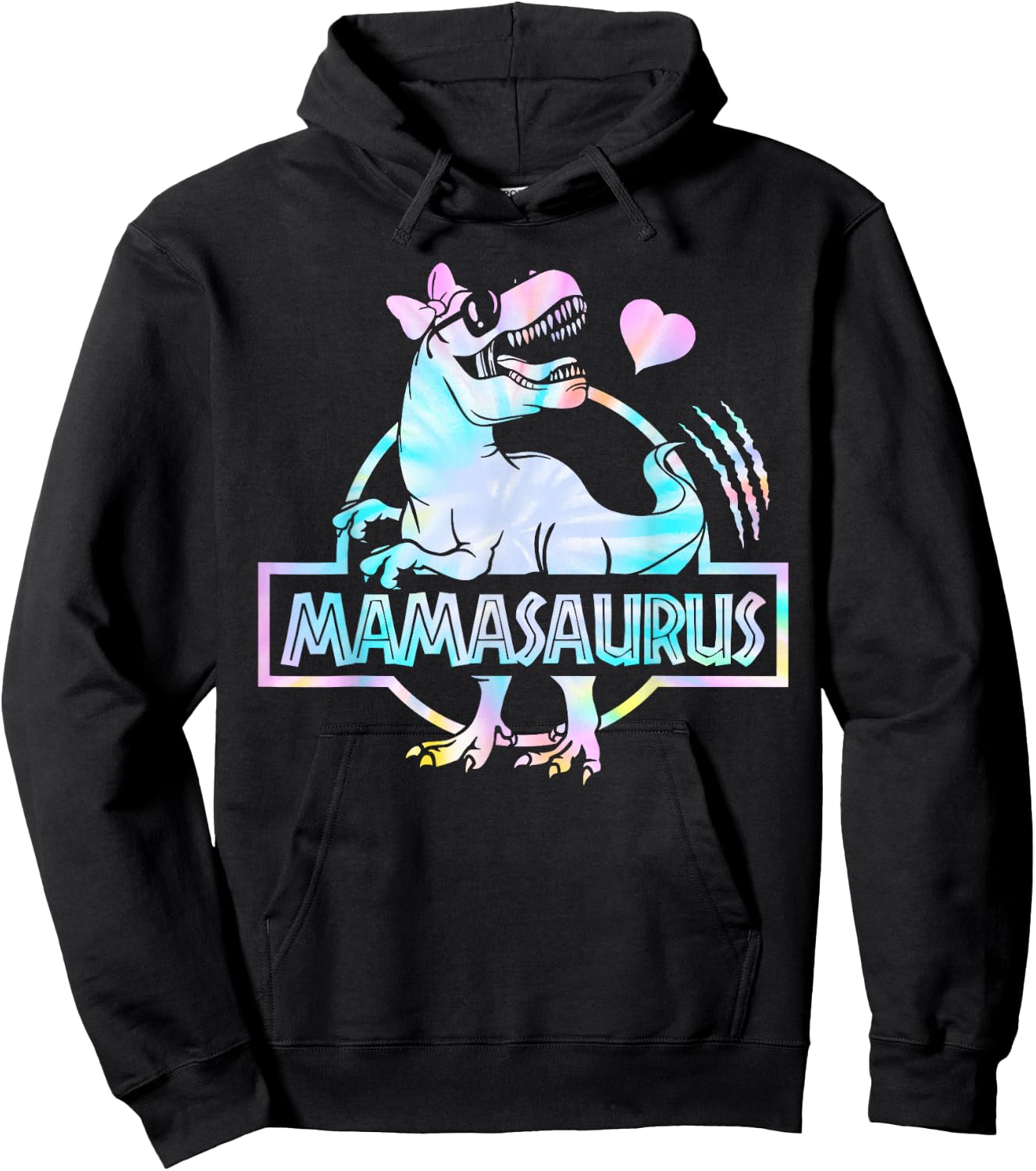 Mamasaurus T Rex Dinosaur Mama Saurus Family Matching Women Hoodie - Hoodie | Black