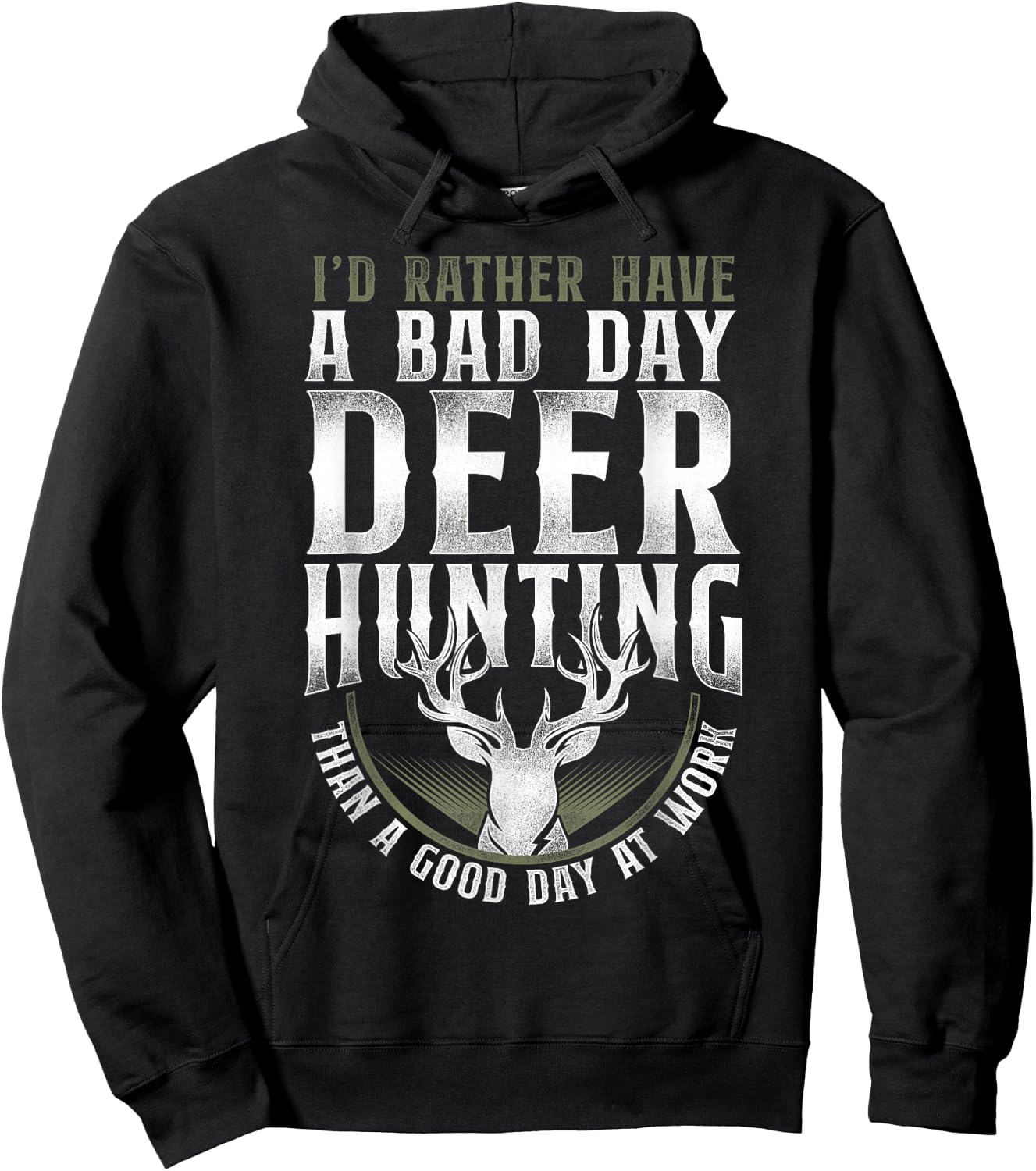 Buck Deer Hunting Hunter Vintage ID Rather Have A Bad Day Hoodie - Hoodie | Black