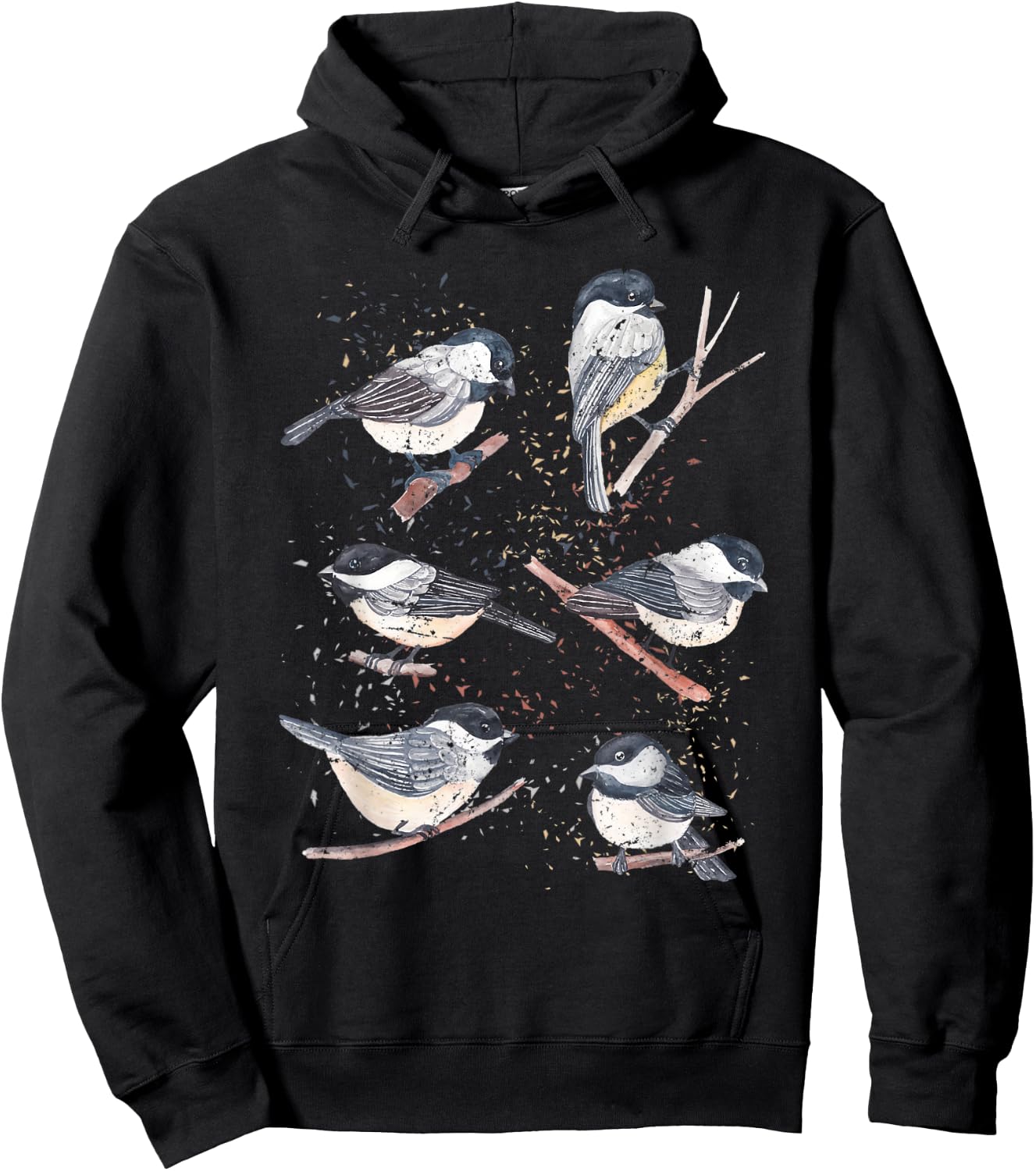 Bird Watching Birding Animal Nature Vintage Chickadee Hoodie - Hoodie | Black