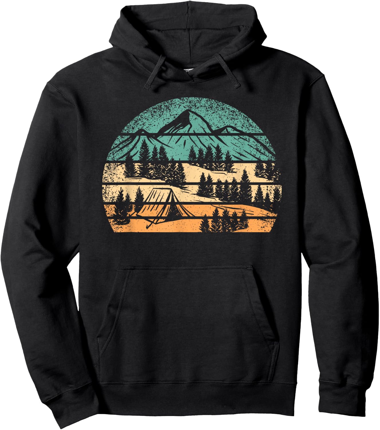 Retro Camping Outdoor Nature Mountain Camper Hiking Men Hoodie - Hoodie | Black