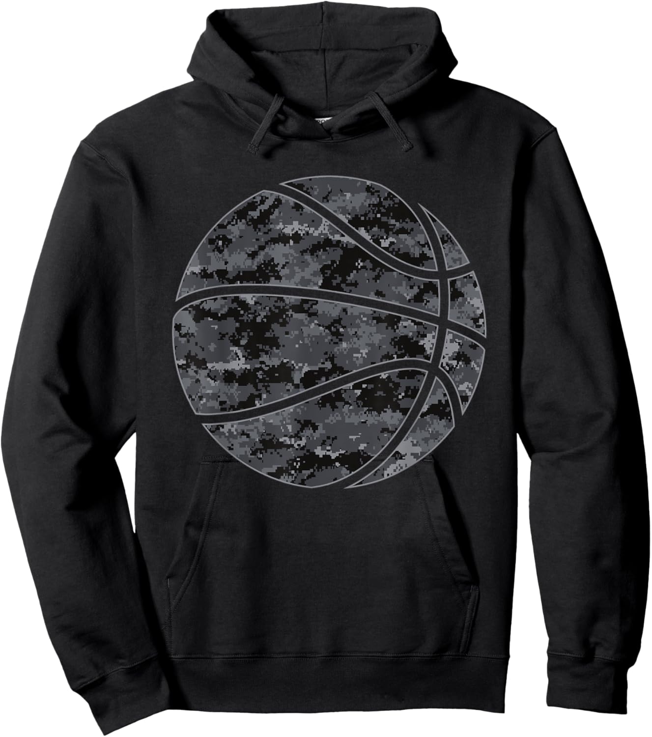 Dark Grey Camo Basketball - Dark Camouflage Basketball Hoodie - Hoodie | Black