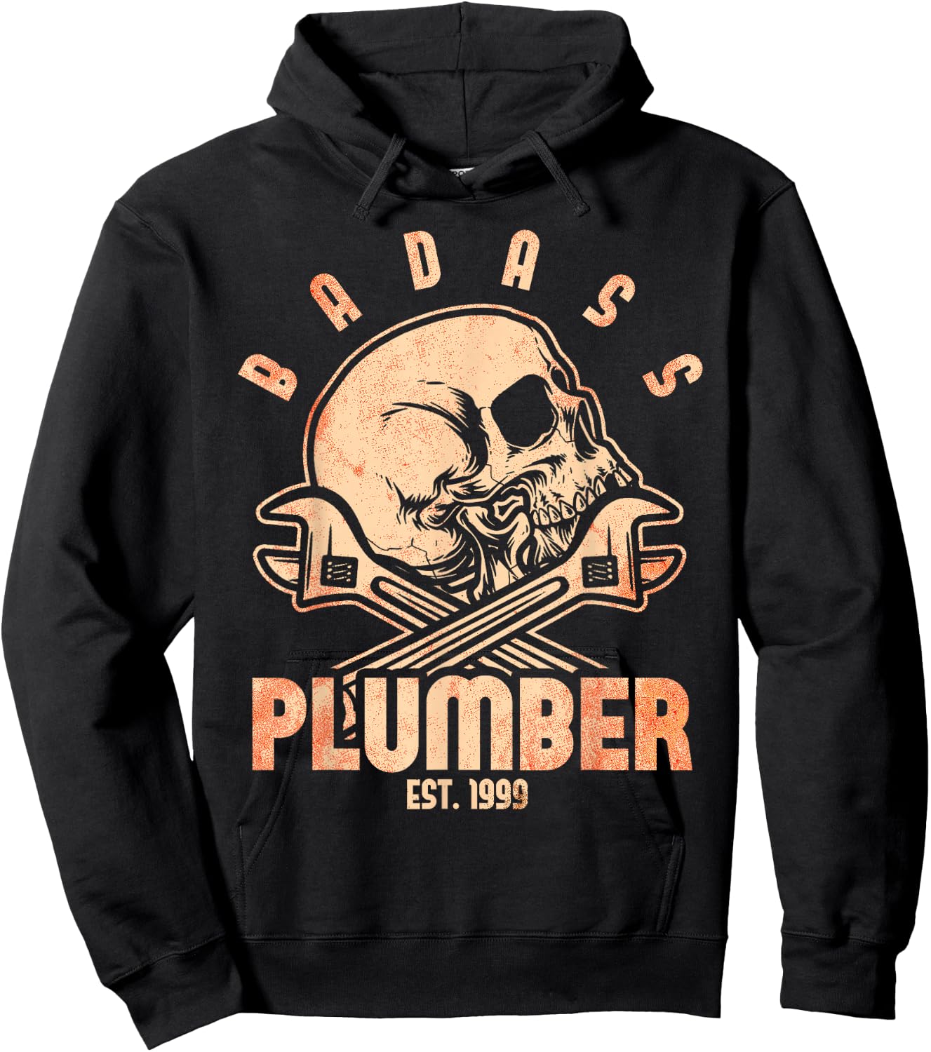 Badass Plumber Est. 1999 Funny Plumbing Hoodie - Hoodie | Black