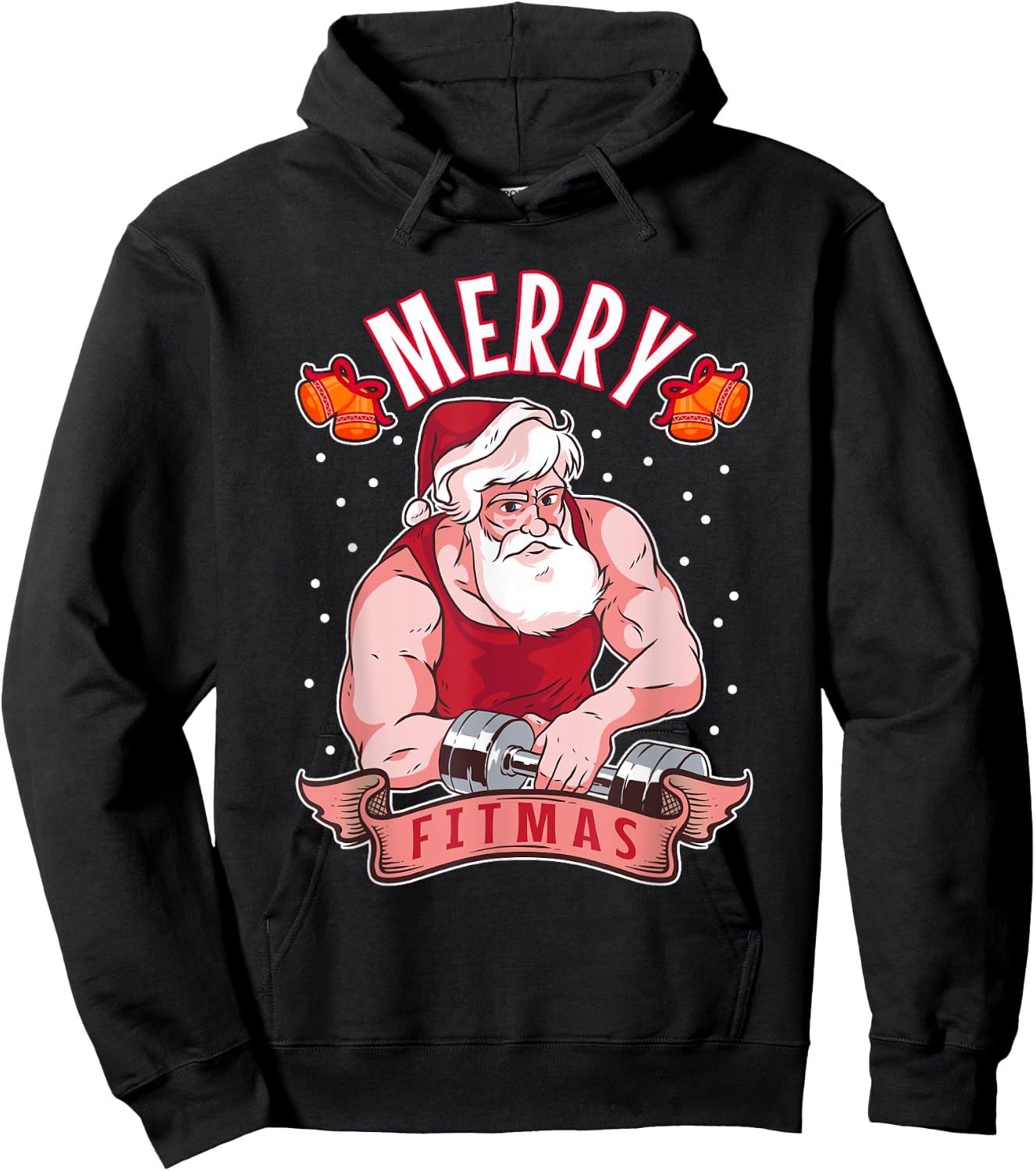 Fitness Christmas exercise fit barbell gym cool Santa Claus Hoodie - Hoodie | Black