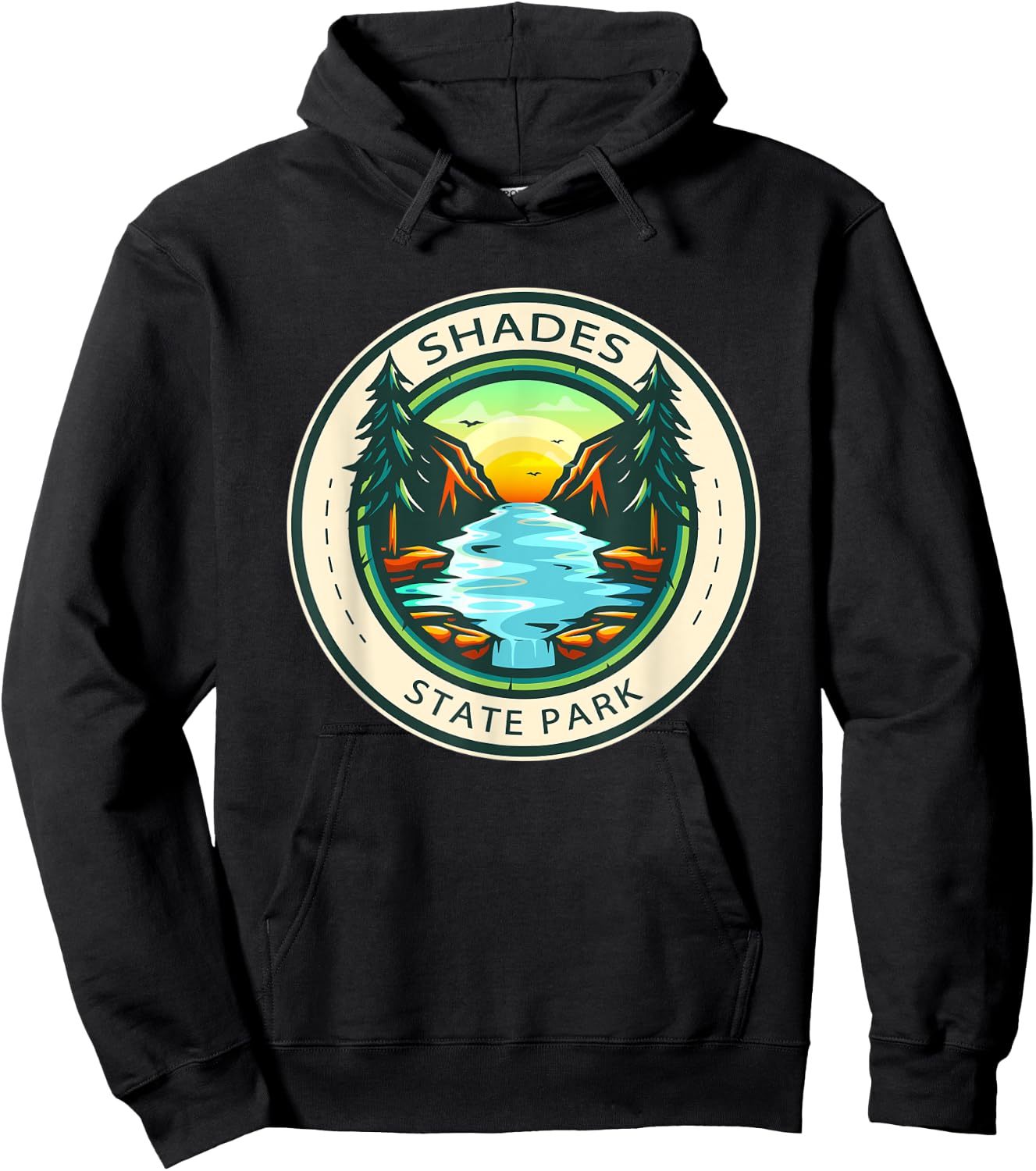 Shades State Park Indiana Badge Vintage Hoodie - Hoodie | Black