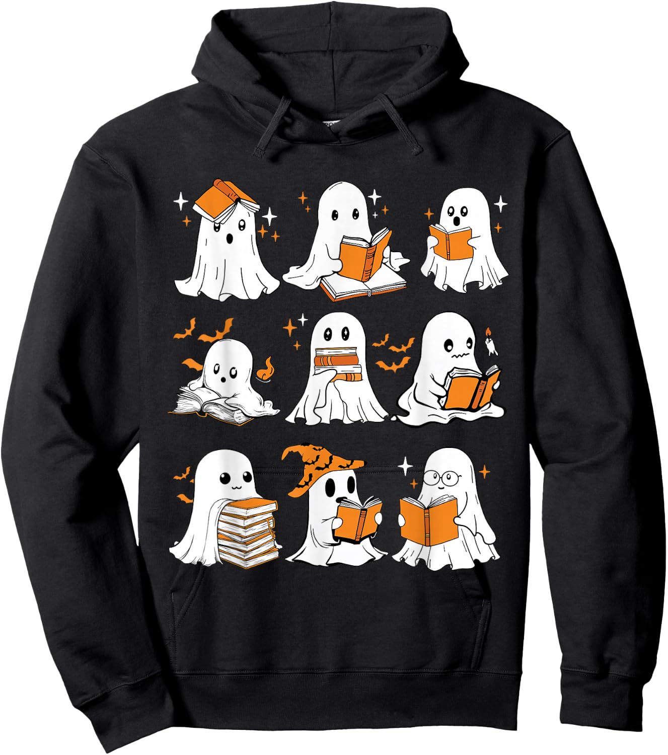 Ghosts Reading Books Lovers Club Booooks Halloween Reading Hoodie - Hoodie | Black