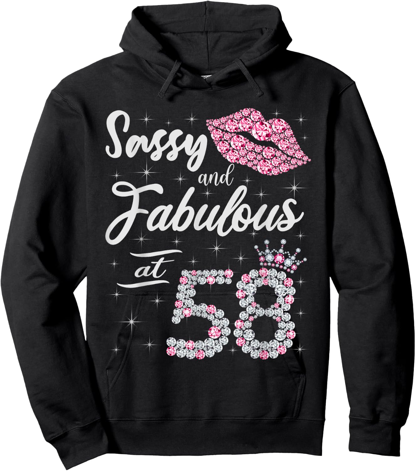 Sassy And Fabulous At 58 58Th Crown Lips Birthday Women Gift Hoodie - Hoodie | Black
