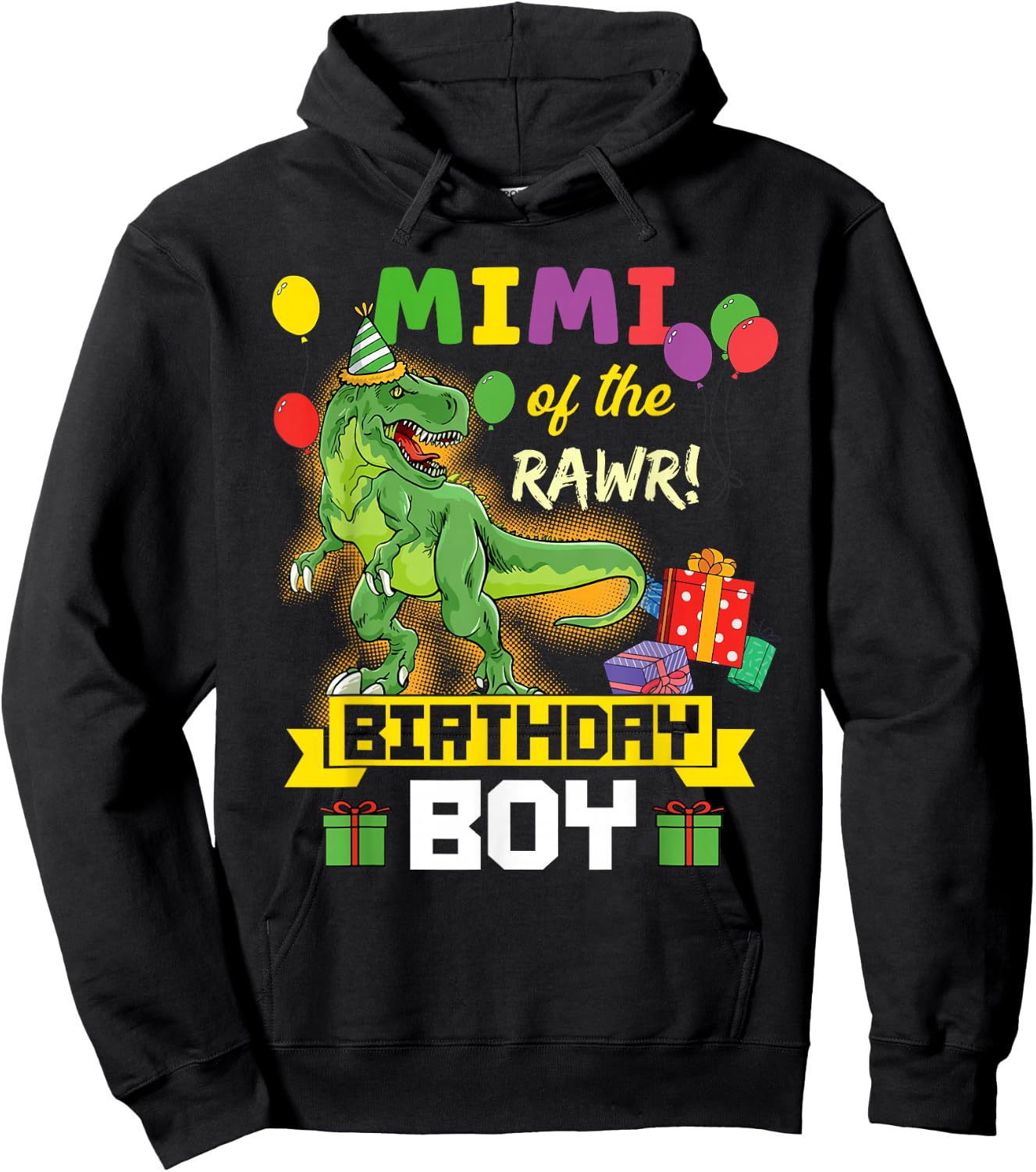 Mimi of the Birthday Boy Dinosaur Celebration Graphic Hoodie - Hoodie | Black